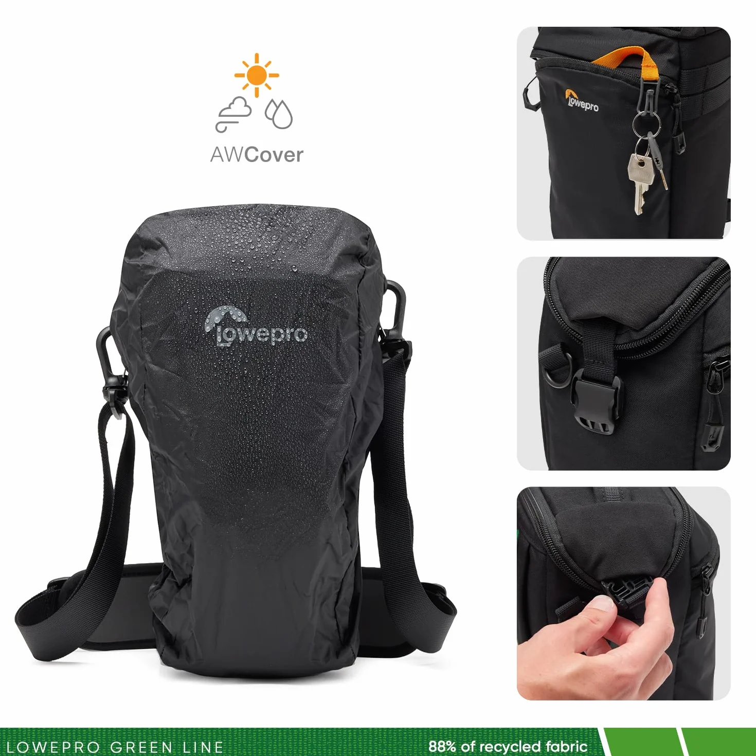 Lowepro ProTactic TLZ 70 Slim AW III Torba na aparat ładowany od góry, futerał na aparat DSLR, bezlusterkowy, Vol. 4L Dim: 31 x 10,5 x 14 cm do aparatów z dołączonym obiektywem, modułowa torba na