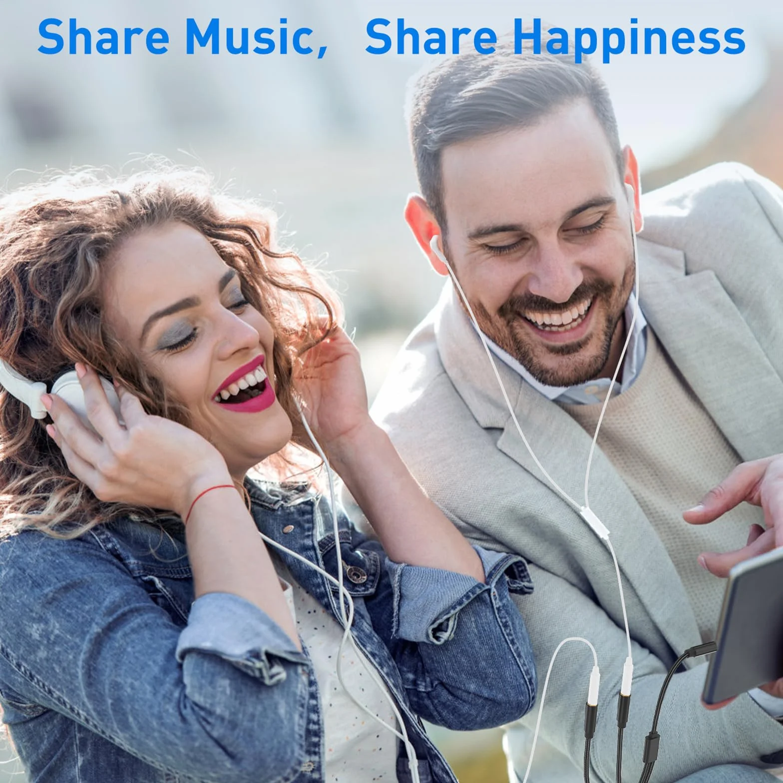 Audio Splitter Jack Y AUX Adapter, lalasis 3,5 mm męski na żeński zestaw słuchawkowy stereo aux kabel rozdzielający słuchawki podwójna wtyczka do laptopa, tabletu, smartfona, Samsunga, głośników,
