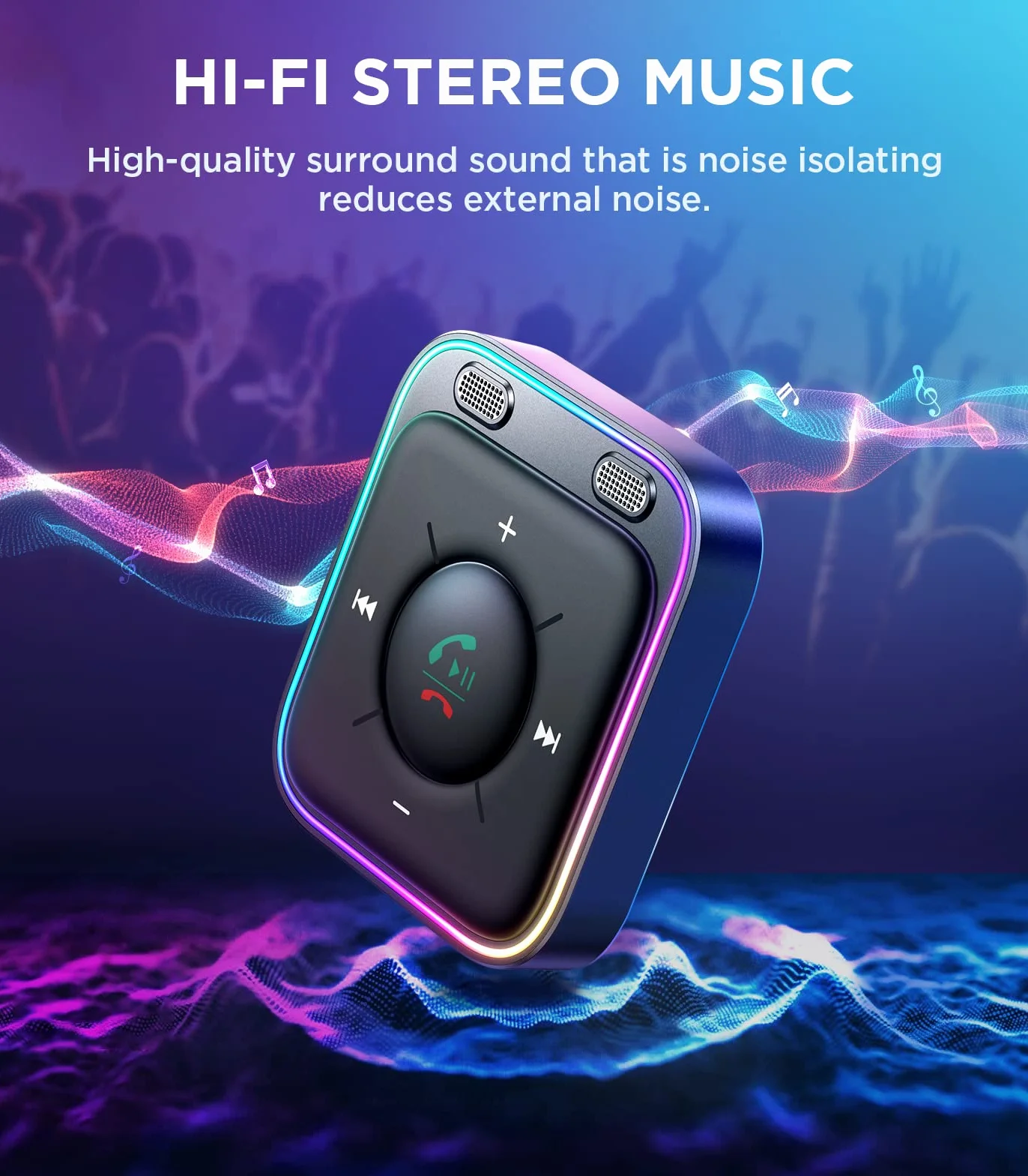 2023 JOYROOM Adapter samochodowy Aux Bluetooth z zestawem głośnomówiącym, Adapter USB Bluetooth 5.3 【Plug & Play】 Samochodowe gniazdo odbiornika Bluetooth Aux do głośników samochodowych, wzmacniaczy