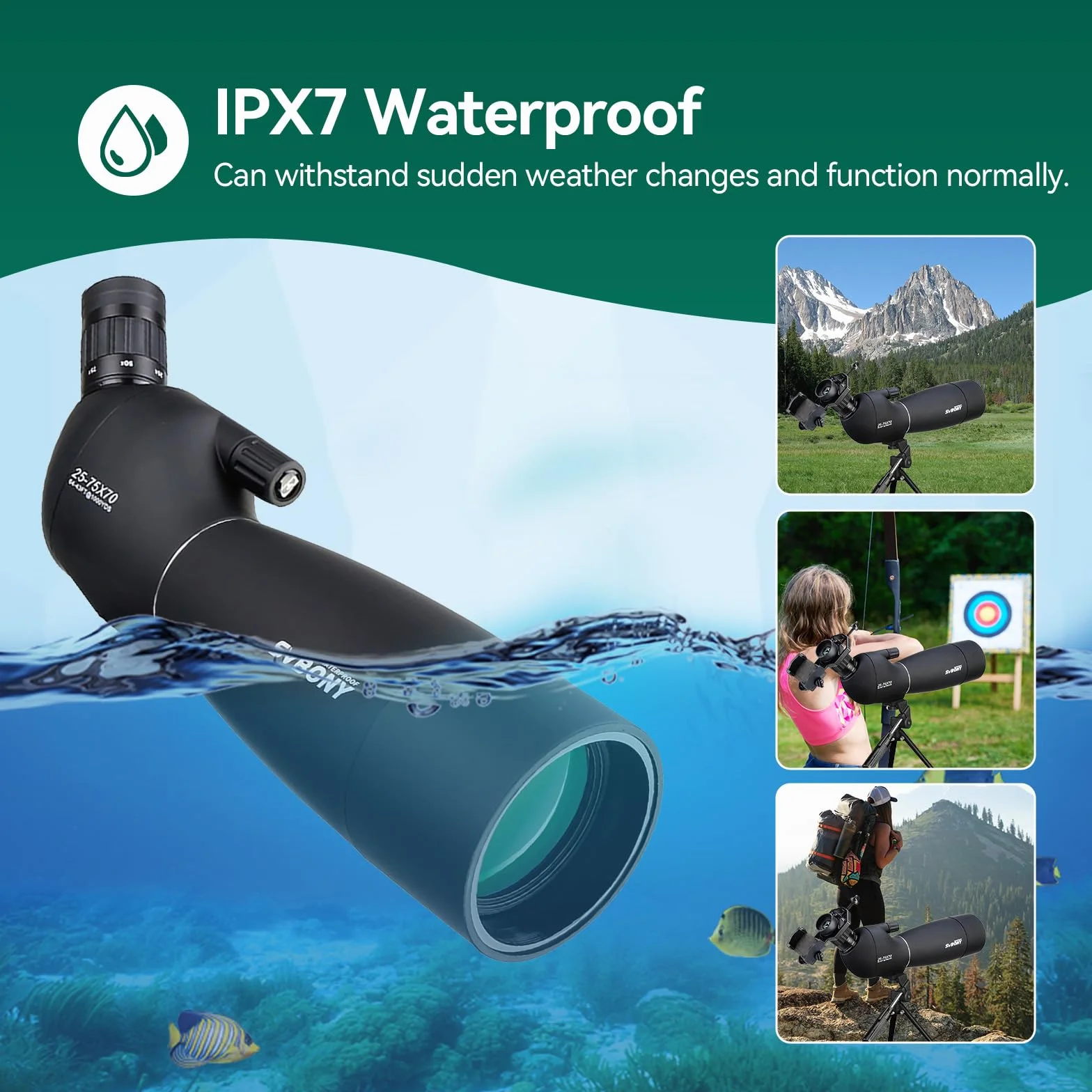 SVBONY SV28 25-75x70 Spotting Scopes, HD Spotting Scope with Tripod, Long Range Spotter Scope with Phone Adapter for Bird Watching, Target Shooting