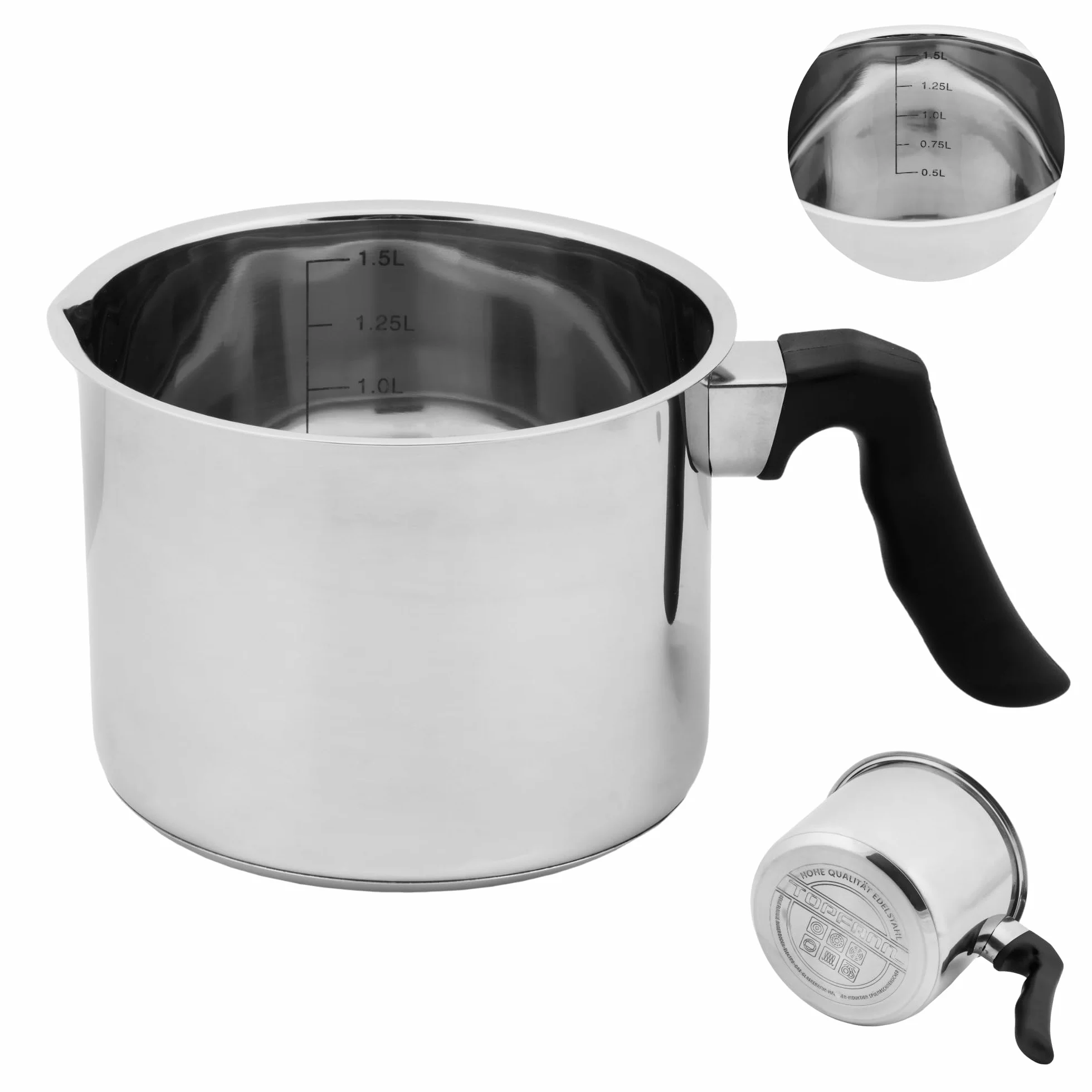 Garnek do mleka ze stali nierdzewnej 1,5 l indukcja