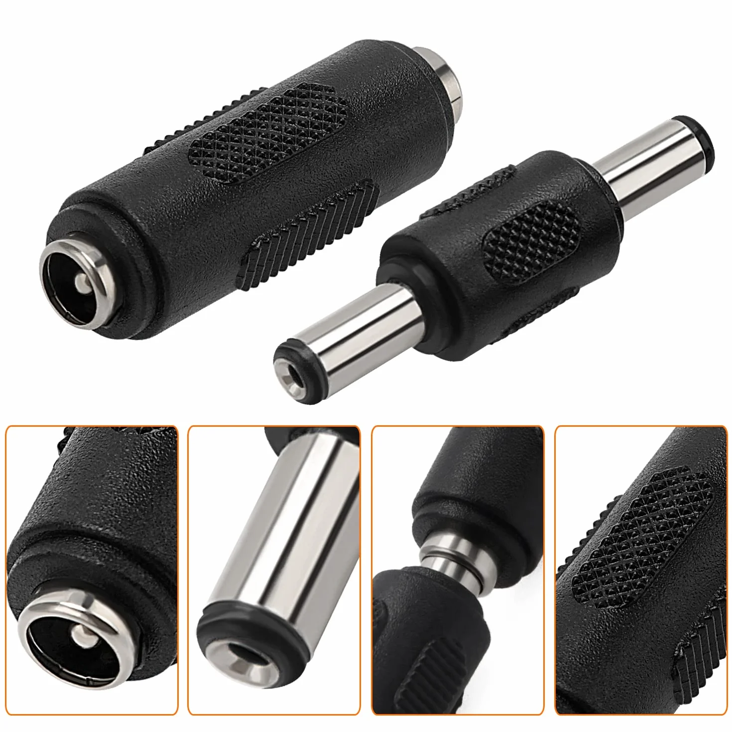 12 Sztuk 5.5x2.1 mm DC Łącznik Zasilania, KUOQIY DC Męski do Męski Złącza Wtykowego, 12V Żeński do Żeńskiego Złącza Jack, Przejściówka dla Kamery CCTV