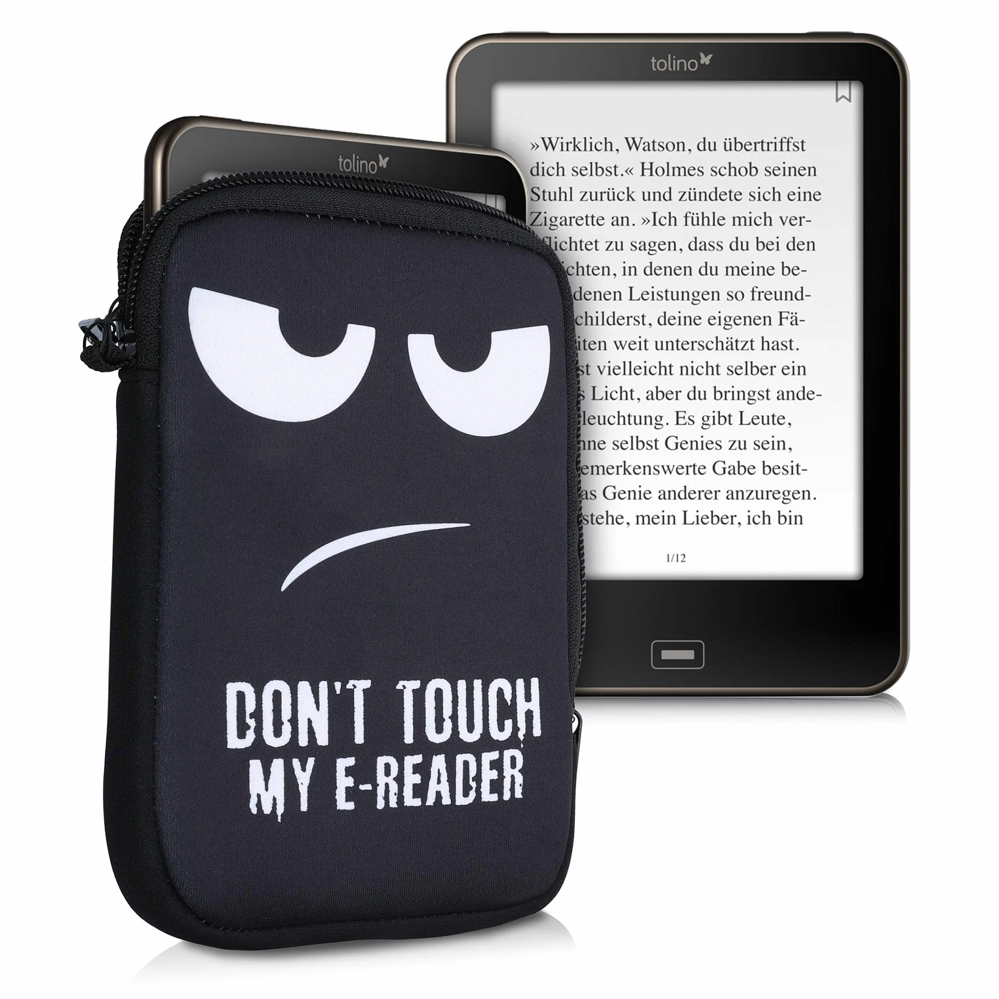 kwmobile pokrowiec ochronny do czytnika e-czytników - Etui ochronne 17 x 12 x 2 cm do neoprenowego e-czytnika - biało-czarne