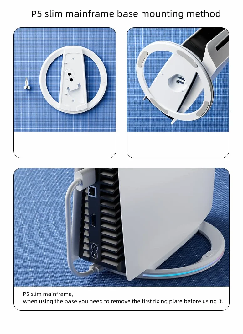 Pionowy stojak na konsolę PS5 Slim, podstawa biurkowa stojak uchwyt z oświetleniem RGB do PS5 Slim
