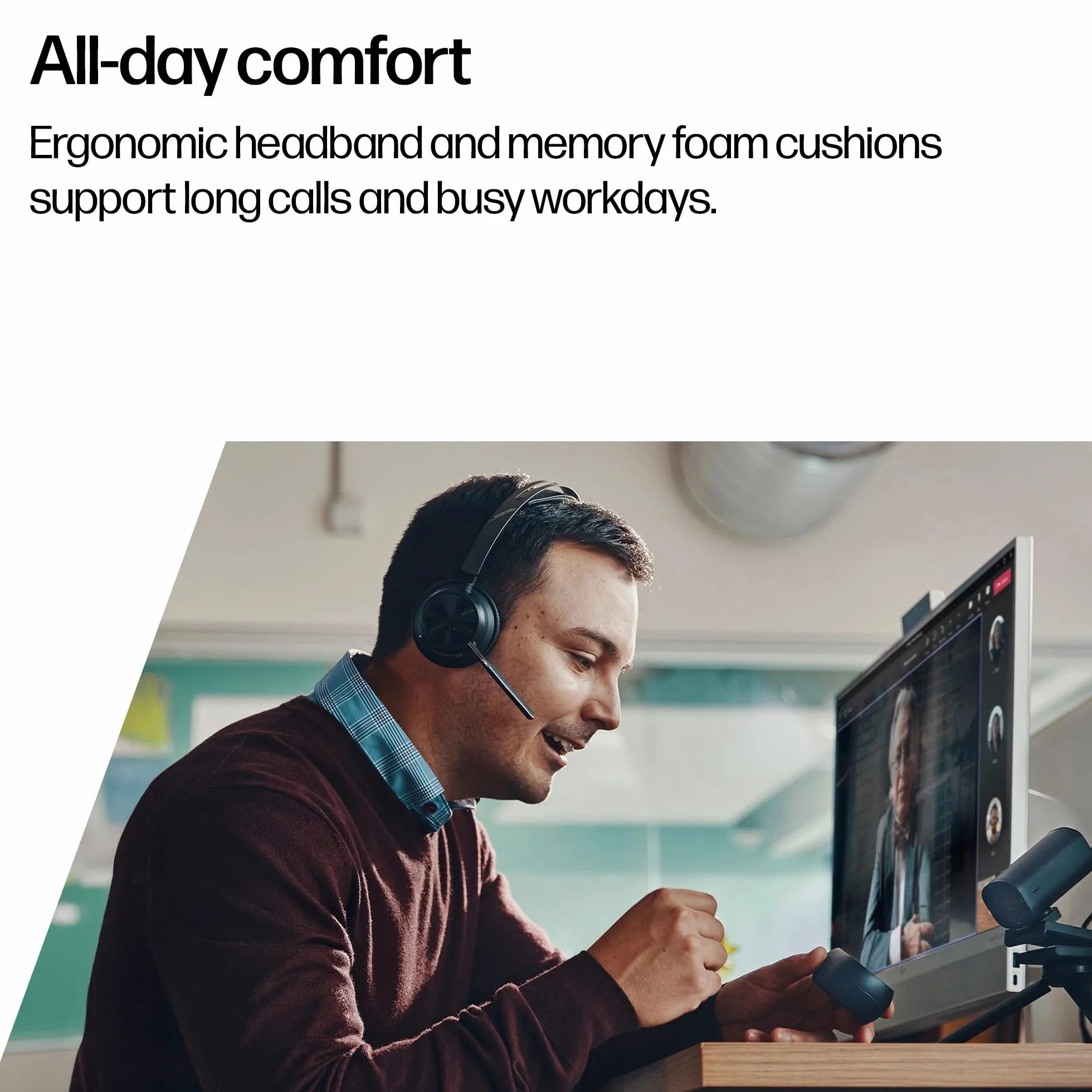 POLY Voyager Focus 2 zestaw słuchawkowy USB-C ze stacją ładującą i adapterem USB-C/A – Bluetooth, ANC, technologia Acoustic Fence, do 25 godzin rozmów, czarny