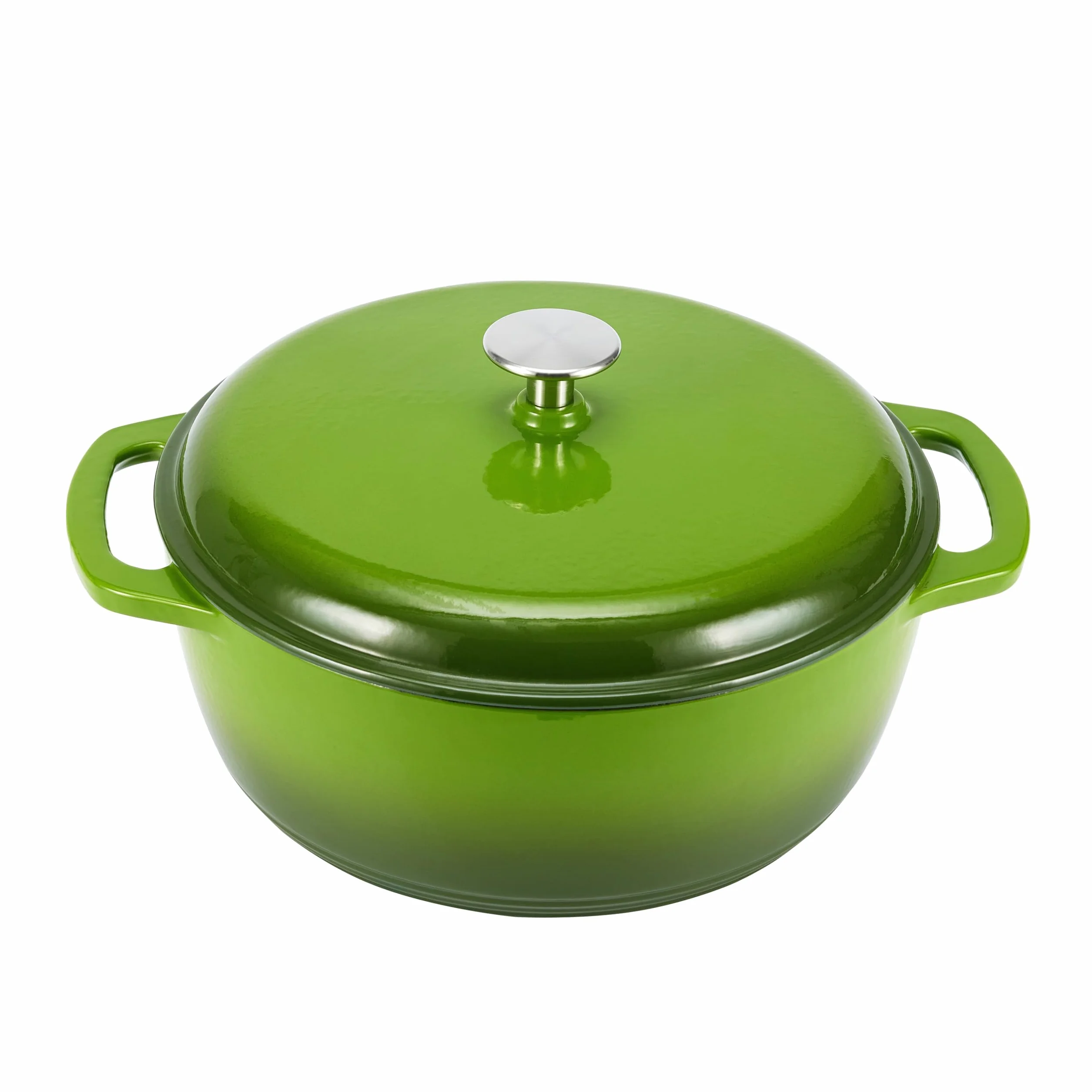 Amazon Basics Emaliowany żeliwny kociołek myśliwski z pokrywą, 7 l, zielony
