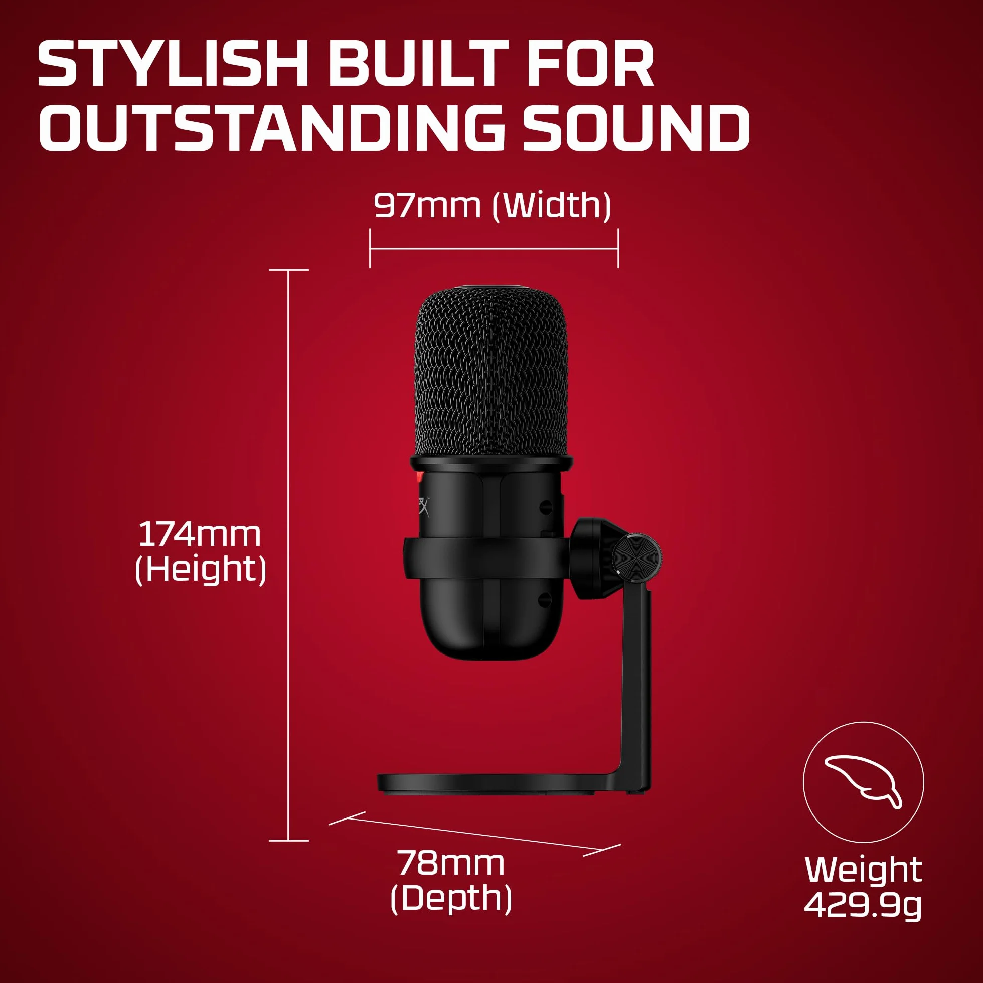 Hyperx Solocast Usb Microphone HMIS1X-XX-BK/G Mikrofon, Czarny, PS4/MAC