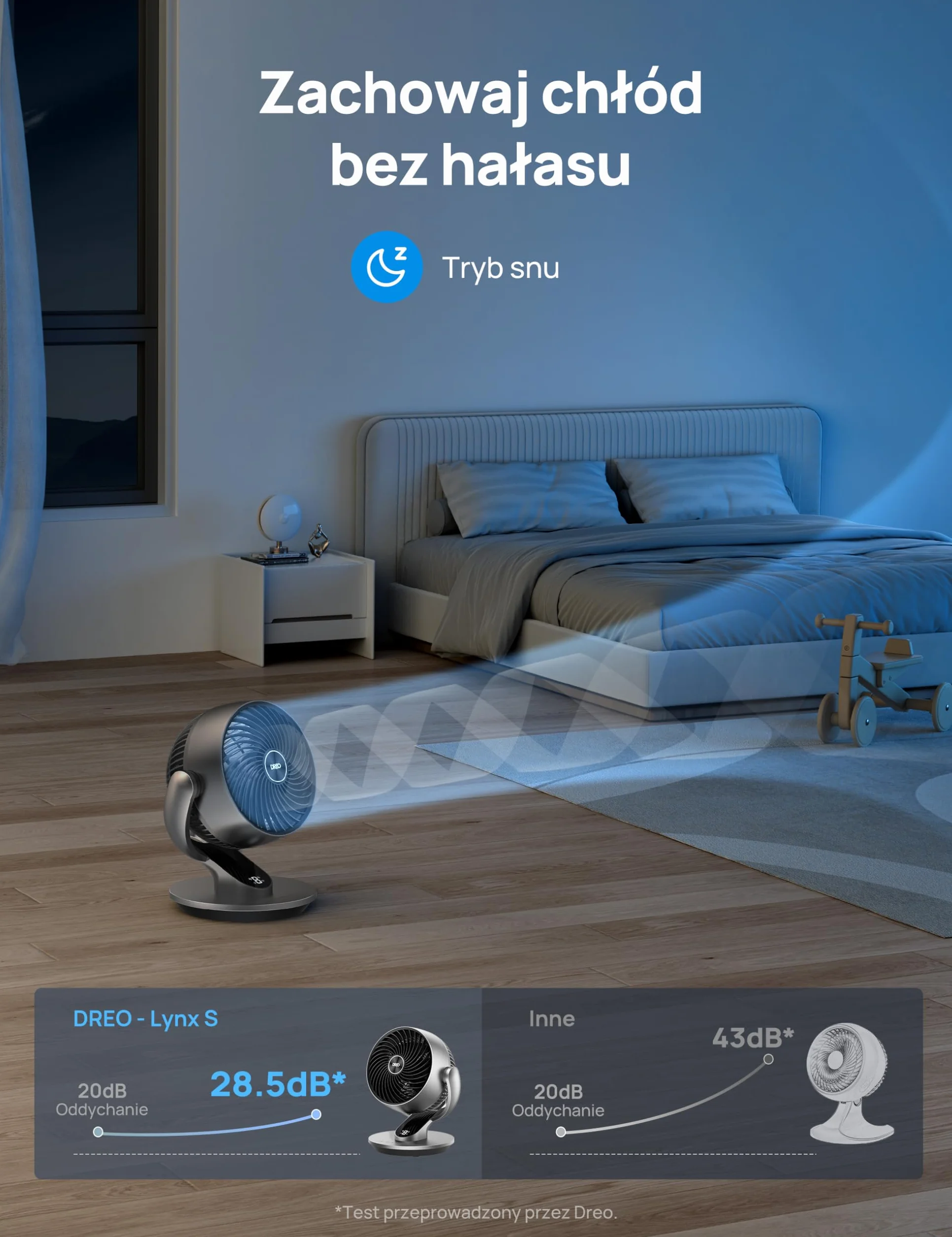Dreo 28dB inteligentne wentylatory stołowe do sypialni, wentylatory oscylacyjne 120°+90° z pilotem zdalnego sterowania/głosu/Wifi/Alexa, średnica 18 cm, 4 prędkości, 5 trybów,srebrny