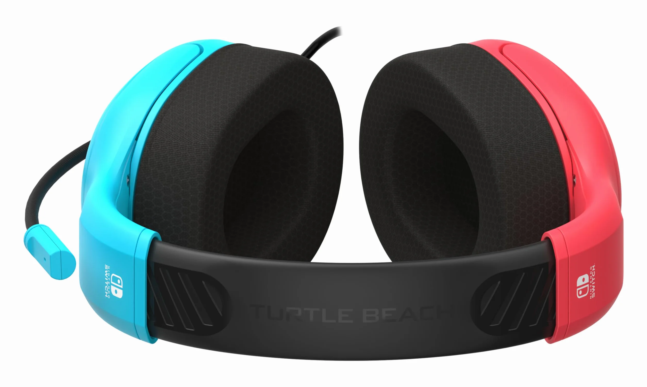 Turtle Beach Airlite Fit Przewodowe słuchawki gamingowe z oficjalną licencją dla Nintendo Switch, Lite, model OLED, Neonowy niebieski i czerwony