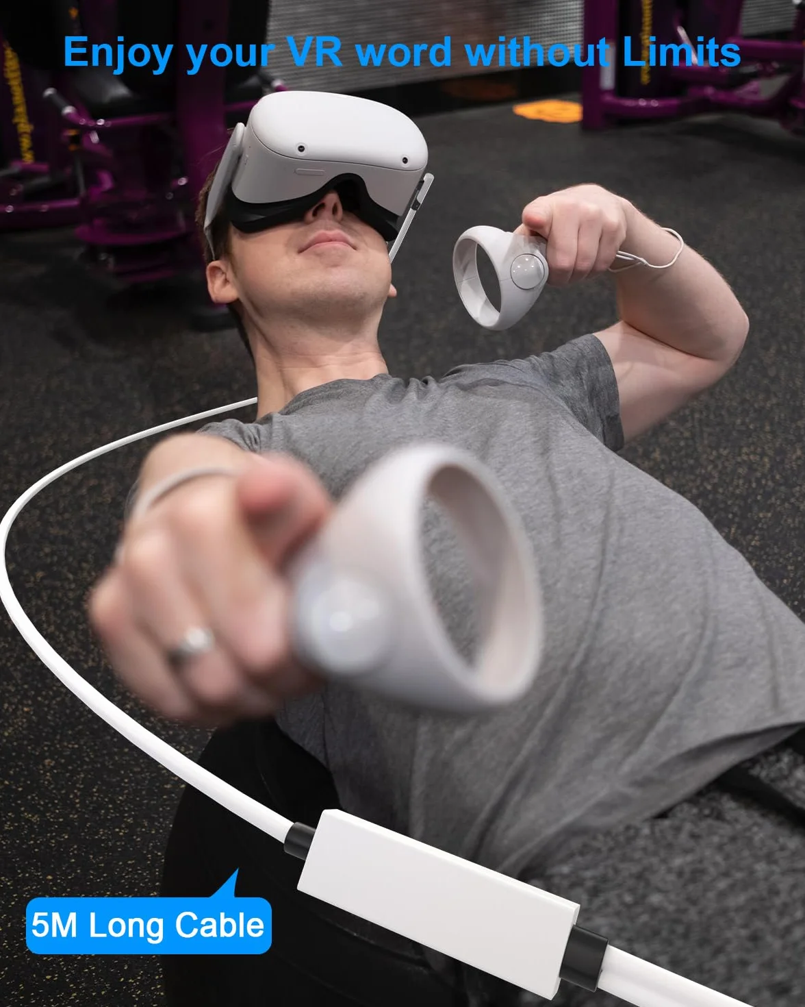 Kabel łączący 2 w 1 do Oculus/Meta Quest 2, USB 3.0 na typ C, 5 metrów, z oddzielną funkcją ładowania, akcesoria do VR