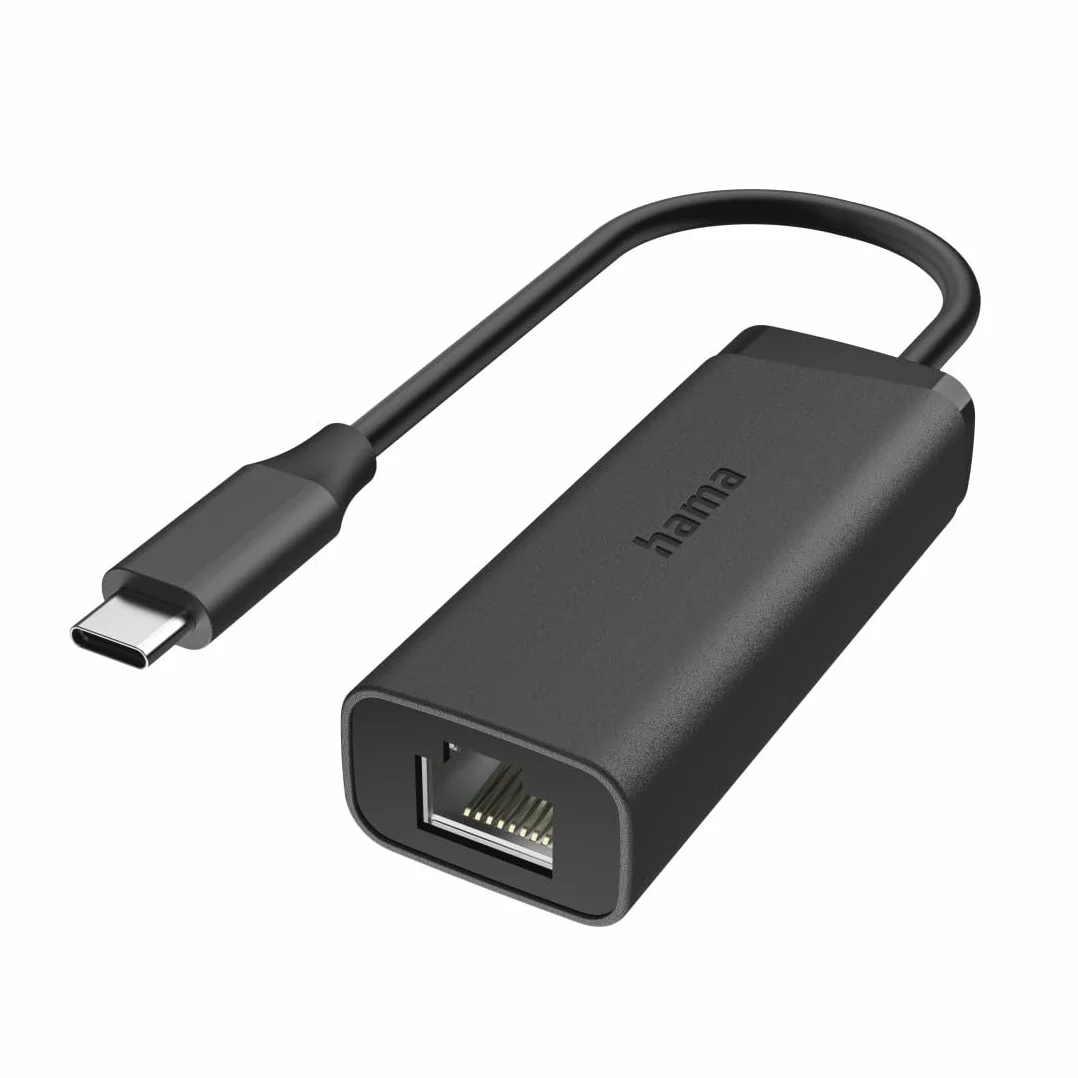 Hama Adapter USB-C do RJ45/LAN 2.5 Gbps, Przejściówka Ethernet, Szybka i Stabilna Transmisja, Elastyczny i Trwały, Ekologiczny