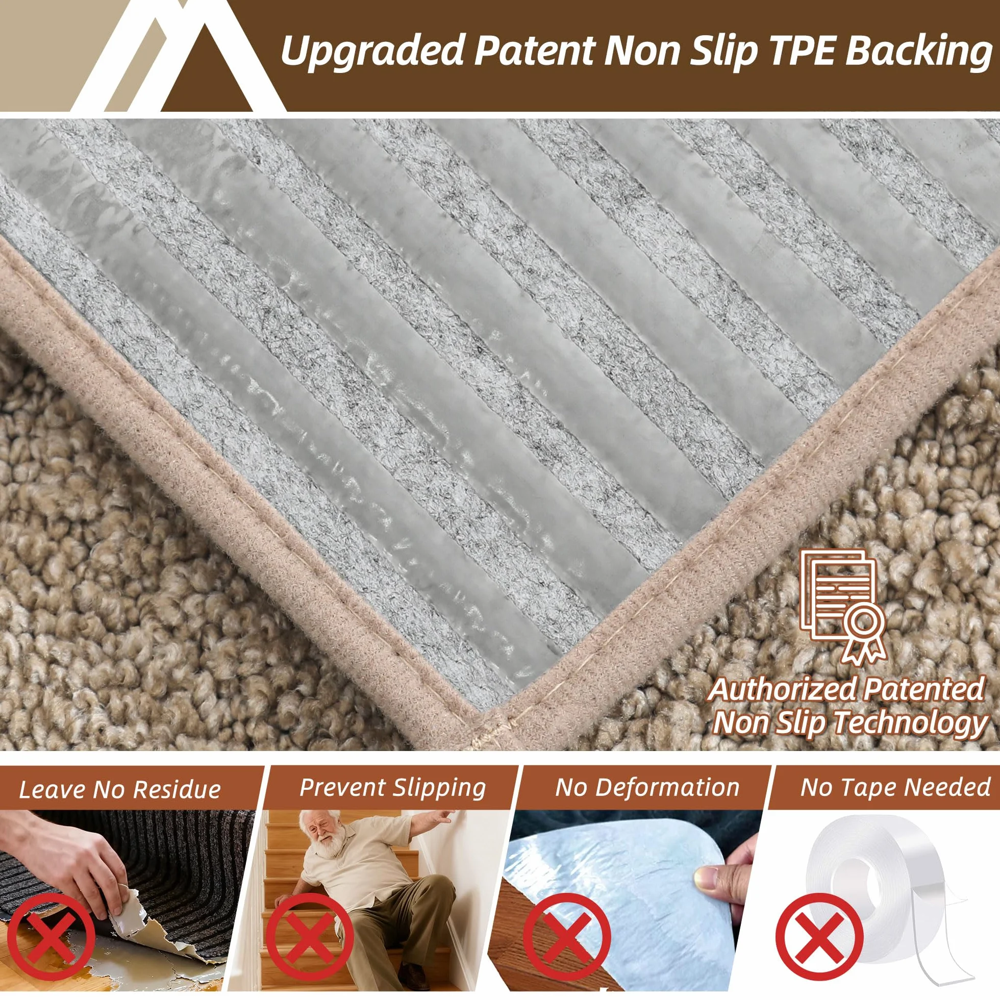 COSY HOMEER 15 sztuk mat na schody 70 x 22 cm, antypoślizgowe maty na schody, samoprzylepne, można prać w pralce, 100% poliester, plecy z TPE, idealne dla dzieci, seniorów i zwierząt domowych, beżowe