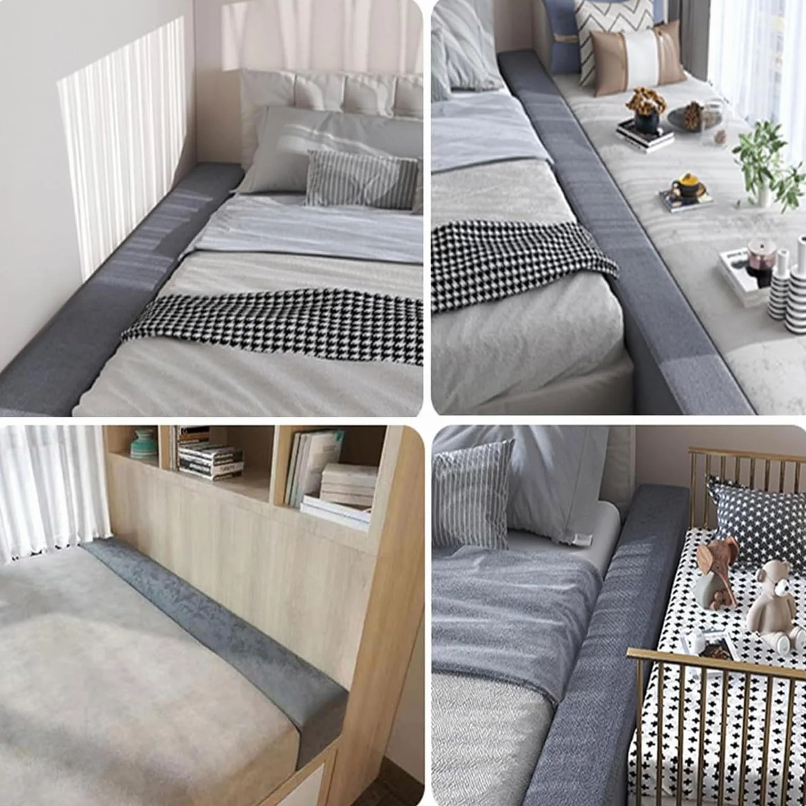 Wypełnienie szczeliny na łóżko, z bawełny i lnu, przedłużacz do łóżka pełnego, podwójnego, queen-size, king size, gruby wypełniacz szczeliny zagłówka, gąbka 50D, zdejmowana poszewka (120 x 20 x 20 cm
