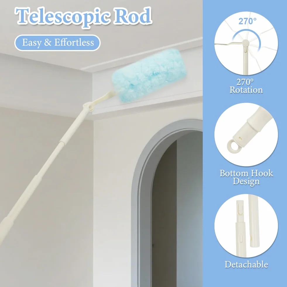 OFFCUP 32 szt. Zestaw startowy magnes na kurz 360° do Swiffer z drążkiem teleskopowym