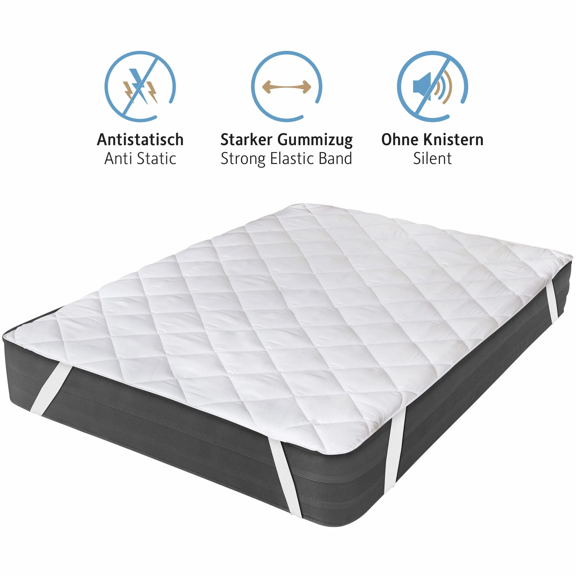 Komfortec Miękka nakładka na materac 200 x 200 cm oddychająca ochrona dla alergików Oeko-Tex Soft-Touch