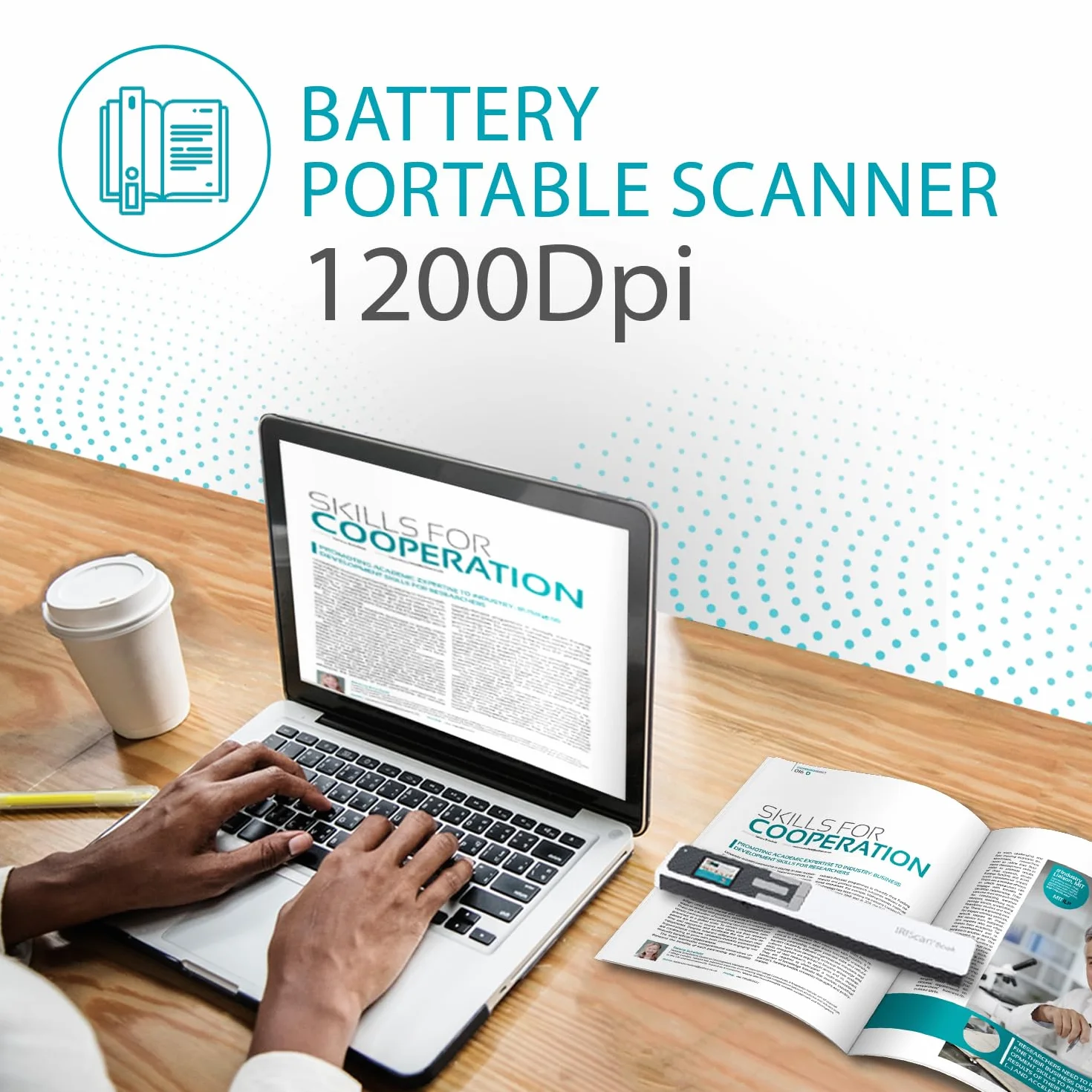 IRIScan Mobilny skaner książkowy z akumulatorem: 12 PPM skaner dokumentów, darmowy edytor PDF, mini skan do Word, PDF, XLS, karty SD, skaner ręczny przez USB, WinMac