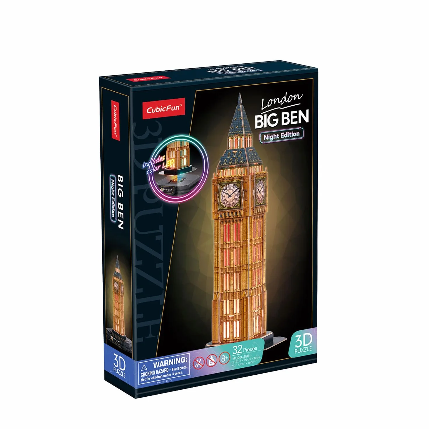 Puzzle 3D Big Ben LED 32 sztuki Prezent dla 8-letniego chłopca