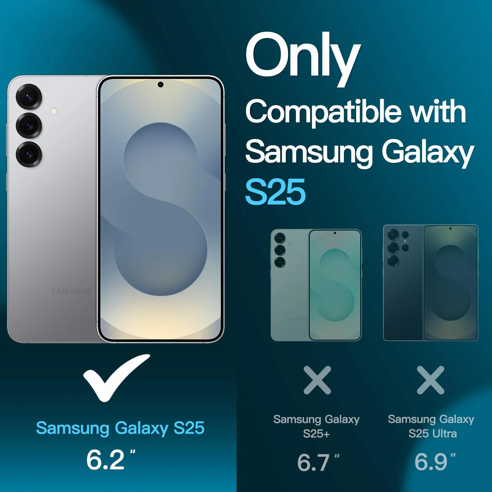 JETech Ochraniacz Ekranu dla Samsung Galaxy S25 5G, Szkło Hartowane Film, ID Papilarnych Kompatybilny, HD Przejaśniać, 3 Sztuki