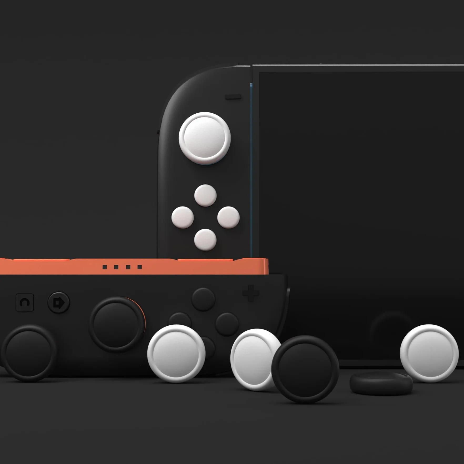 Playvital Osłony Przycisków z Nakładkami Joystick do Switch 2 Joycon,8 Szt. Nakładek na Przyciski & 8 Szt. Nakładek na Drążki Analogowe do Switch 2–Czarno & Biały