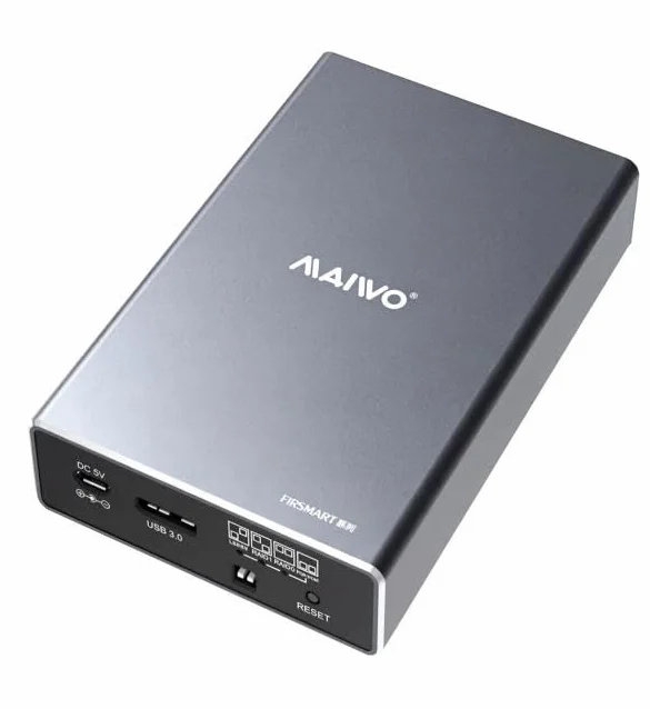 Obudowa RAID z dwiema kieszeniami na 2,5-calowe dyski SATA SSD i HDD, USB 3.0 Gen 2 10 Gbit/s z UASP, RAID 0/1/JBOD/PM, pojemność 16 TB, zewnętrzna obudowa dysku twardego z aluminium