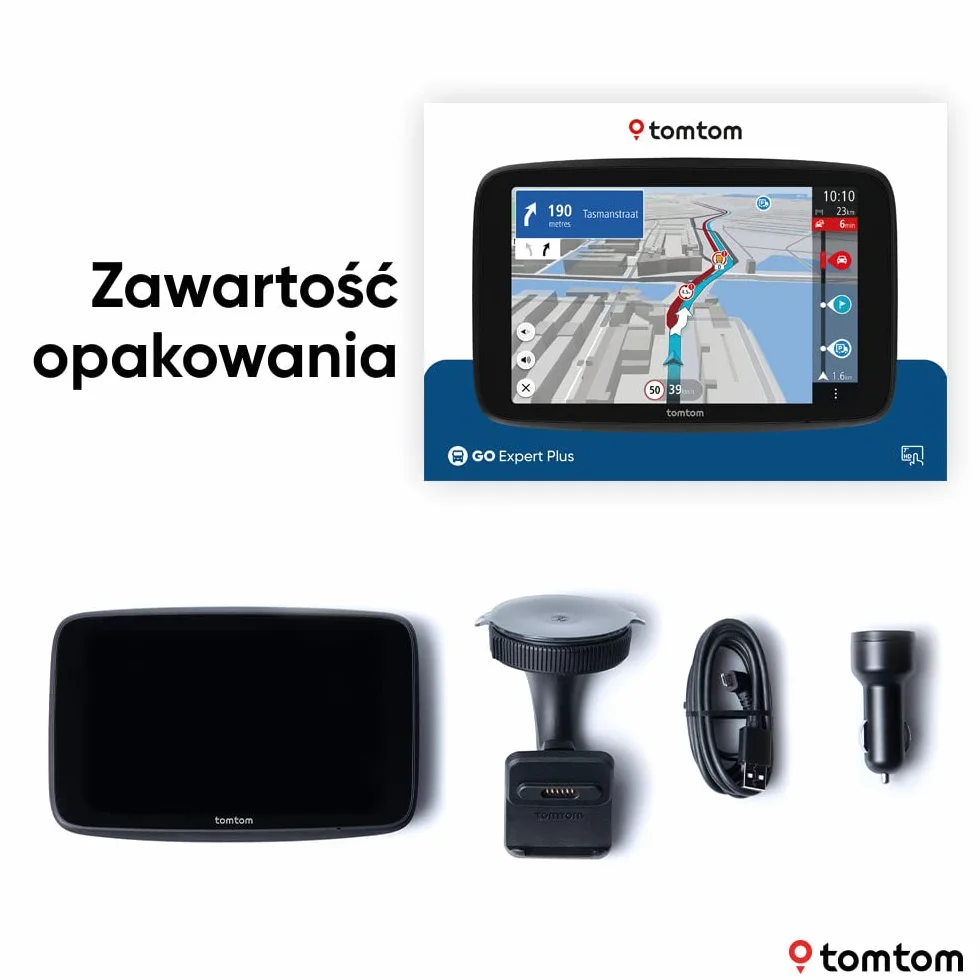 TomTom GO Expert Plus Nawigacja satelitarna dla ciężarówek (7-calowy ekran HD, trasy i UM-y dla dużych pojazdów, TomTom Traffic, mapy świata, wskazówki wizualne, USB-C)