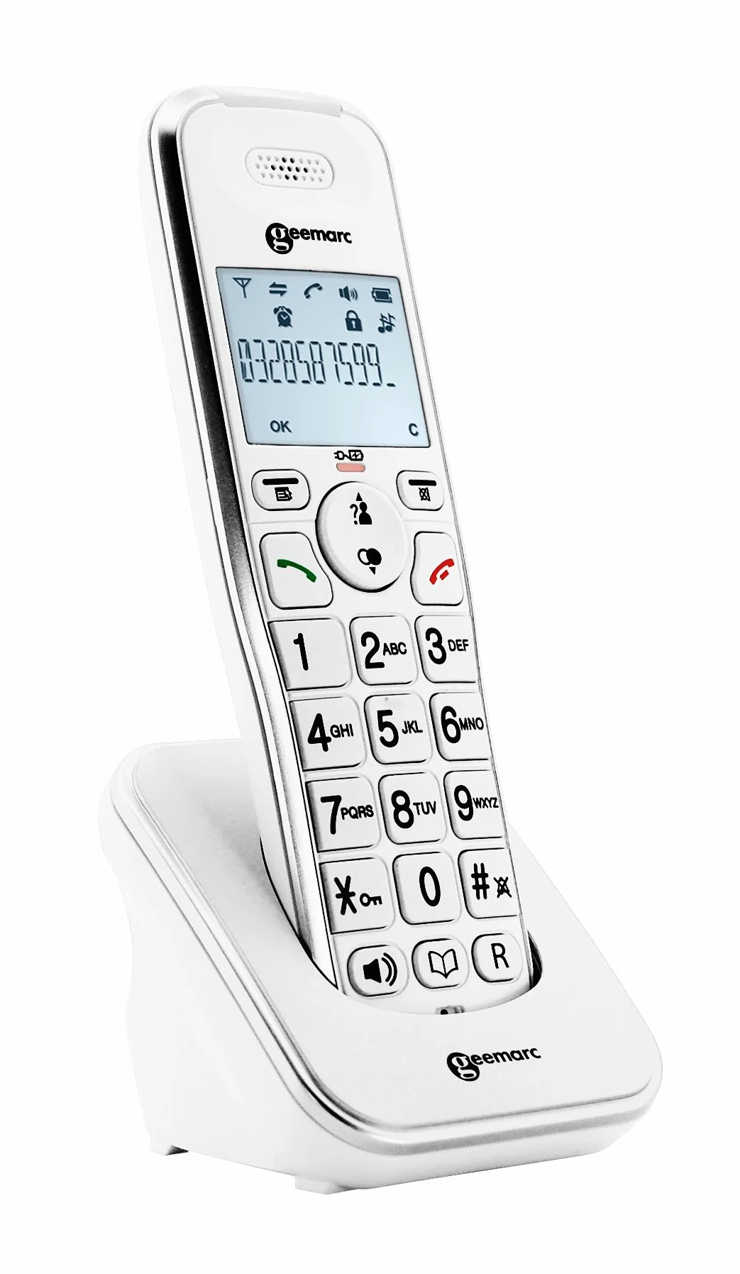 Geemarc Amplidect 295 Combi Duo - Wzmocniony telefon stacjonarny i jego dodatkowe słuchawki z automatyczną sekretarką, mocny dzwonek i duże klawisze dla seniorów - niski lub średni ubytek słuchu -