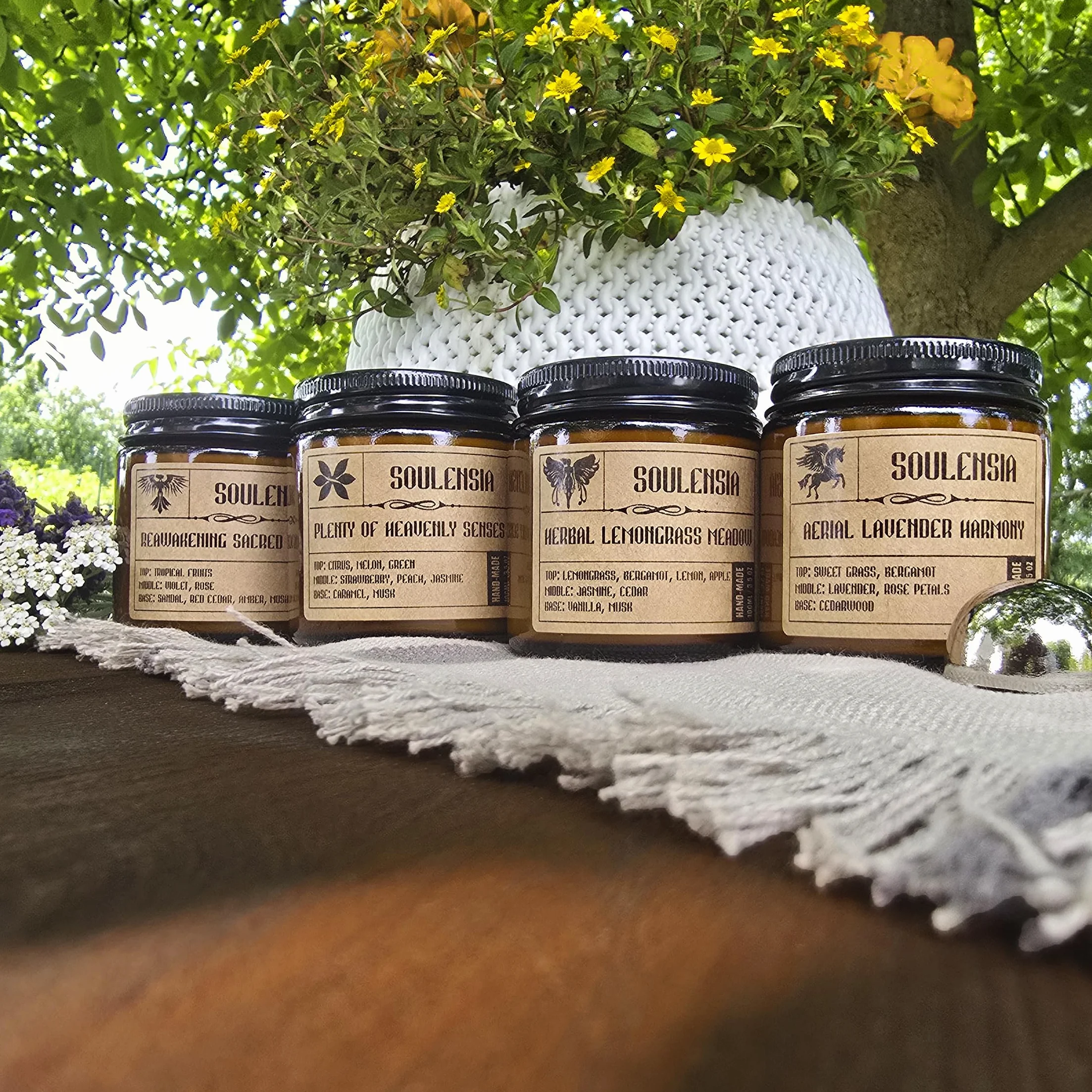 Zestaw świec zapachowych sojowych w słoiku 4x100 ml naturalny wosk handmade do aromaterapii