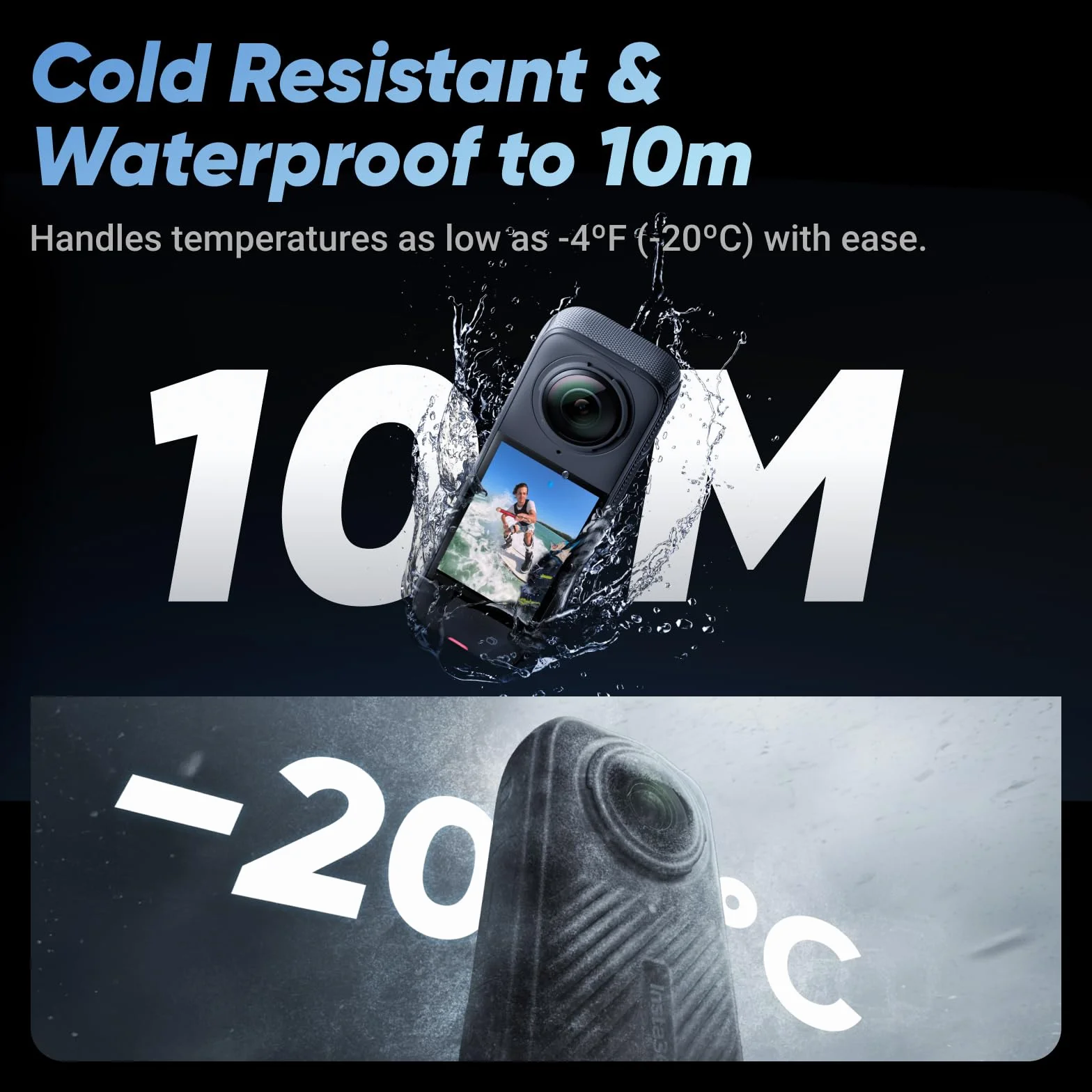 Insta360 Zestaw X4 Get-Set – wodoodporna kamera sportowa 360 8K, szeroki kąt wideo 4K, niewidoczny kij do selfie, zdejmowane osłony obiektywów, żywotność baterii 135 min, edycja AI, stabilizacja, brak