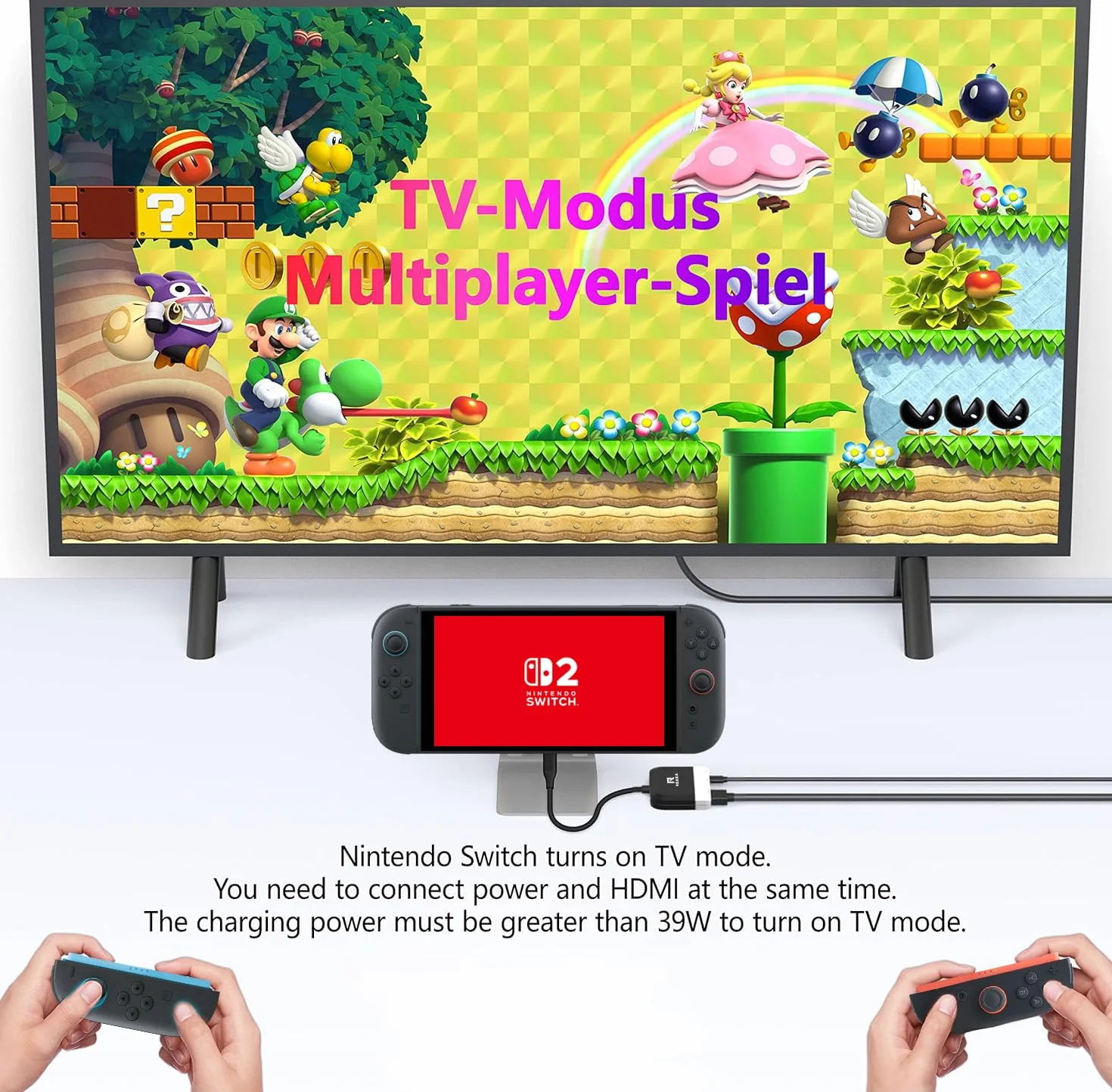 RREAKA Switch2 stacja dokująca TV do Nintendo Switch 1 i 2, 3 w 1, adapter TV z HDMI 4K, port USB 3.0, ładowanie typu C 100 W, przenośna stacja dokująca, do Samsung Dex S27, MacBook-Black