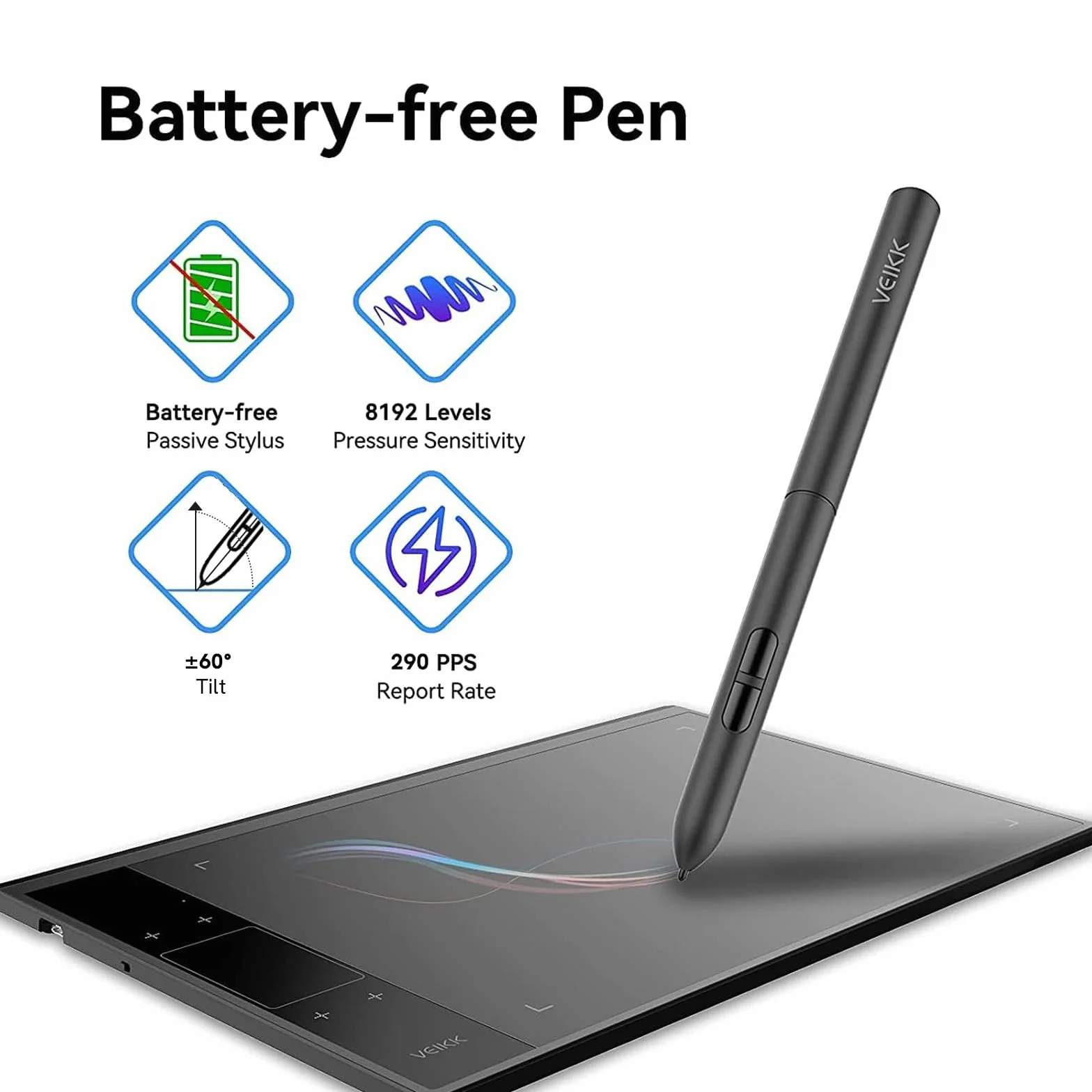 VEIKK Tablet graficzny A30 V2 10 x 6 cali z piórem bez baterii i 8192 profesjonalnymi poziomami ciśnienia