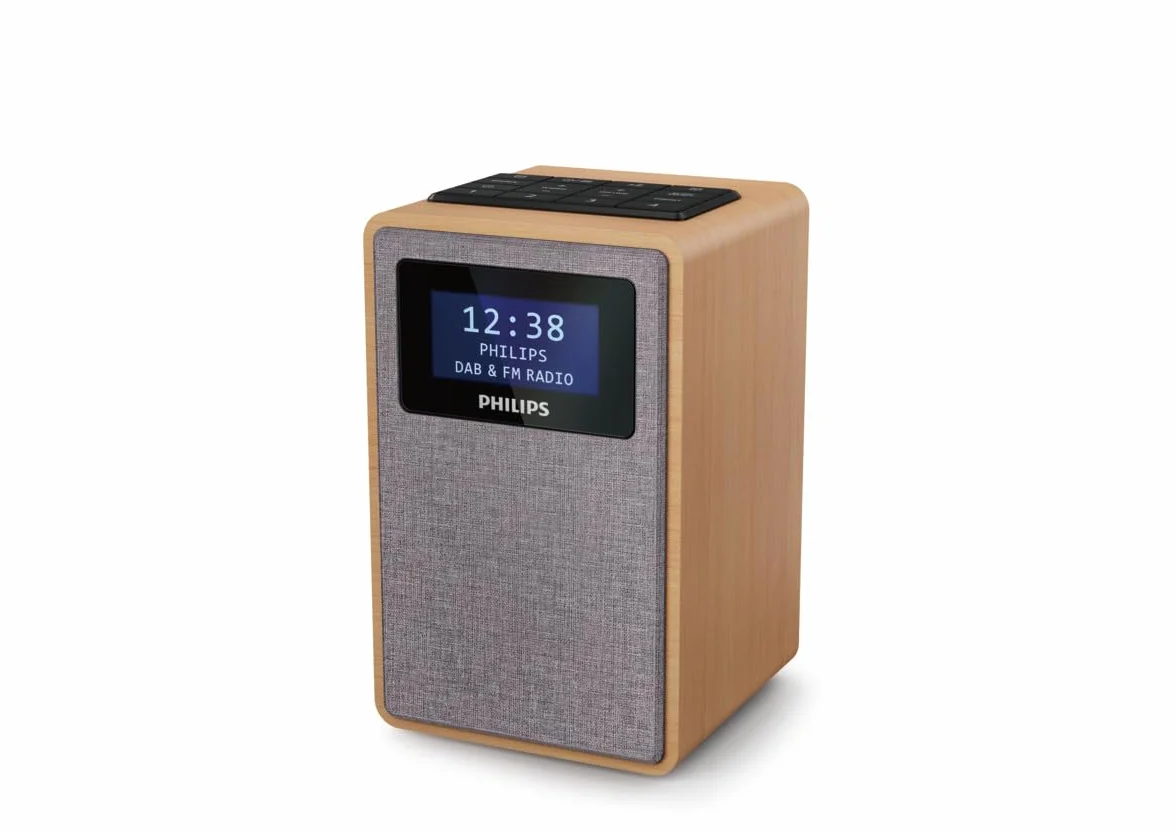 Philips TAR5005/10 Radio z Zegarkiem, Szary, 10.95 x 9.5 x 15.4 cm