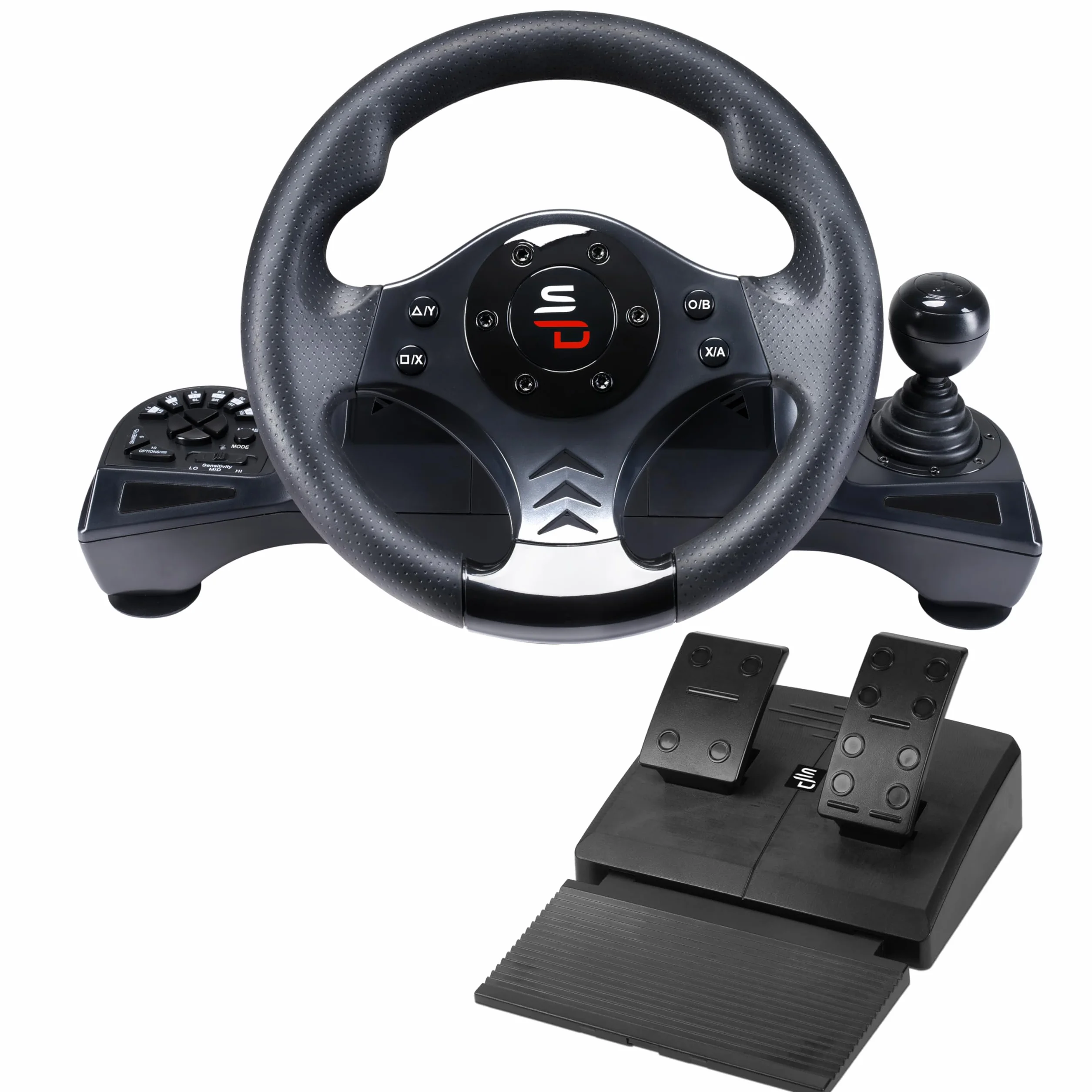 SUBSONIC Superdrive – kierownica wyścigowa GS750 Drive Pro z pedałami, wiosłami, dźwignią zmiany biegów i wibracjami do Xbox serii X/S, PS4, Xbox One, PC (programowalna do wszystkich gier)