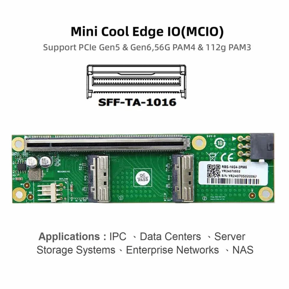 CY Adapter Dual MCIO 8i Mini Cool Edge IO SFF-TA-1016 na PCIE5.0 PCI-Express 16x VROC Adapter do płyty głównej SSD Karta graficzna