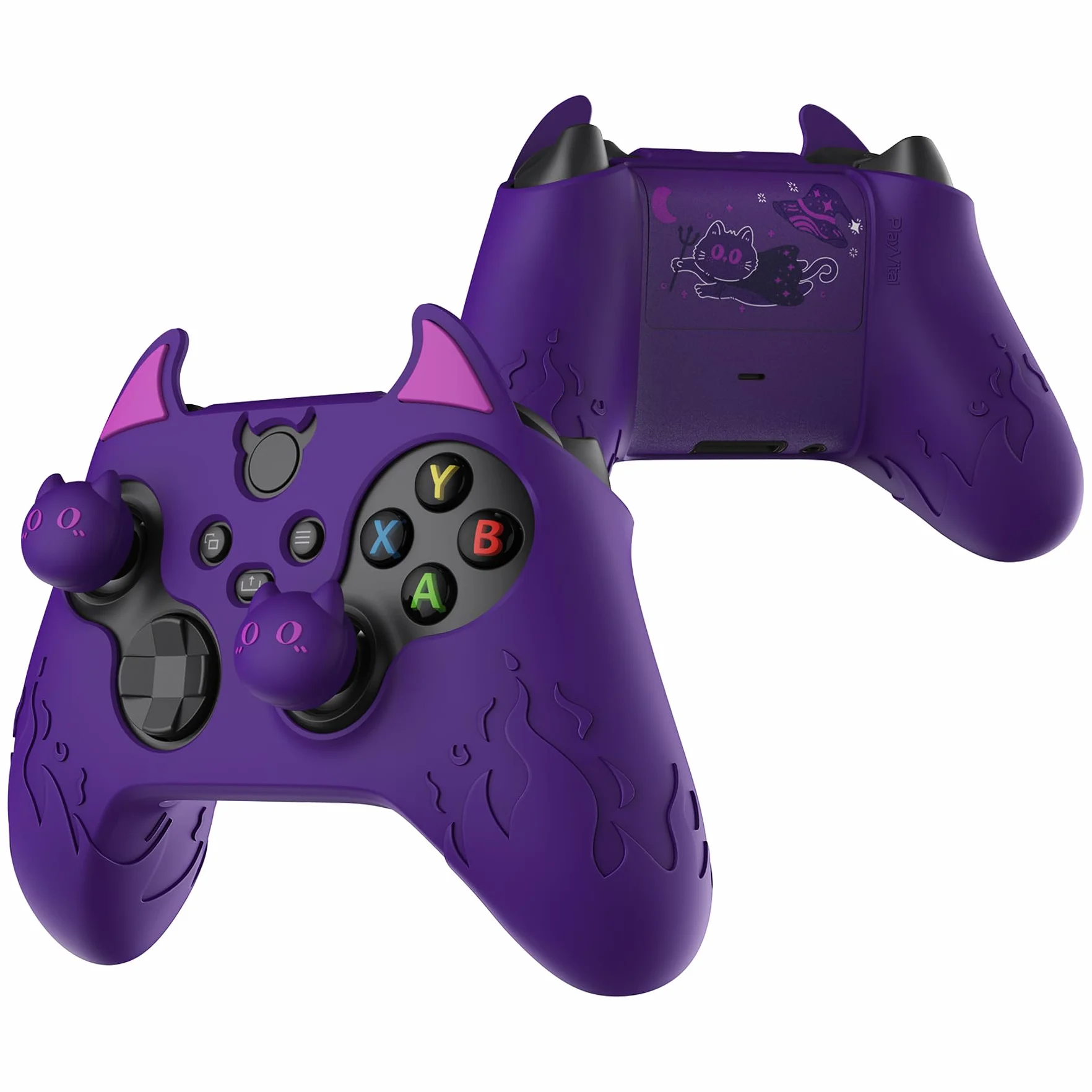 PlayVital Controller Ochronny Skóra do Xbox Series X/S Cute Demon Protective Case do Xbox Core Antypoślizgowa Silikonowa Osłona z Nakładkami Kciuki & Naklejka Pokrywy Baterii-Fioletowy