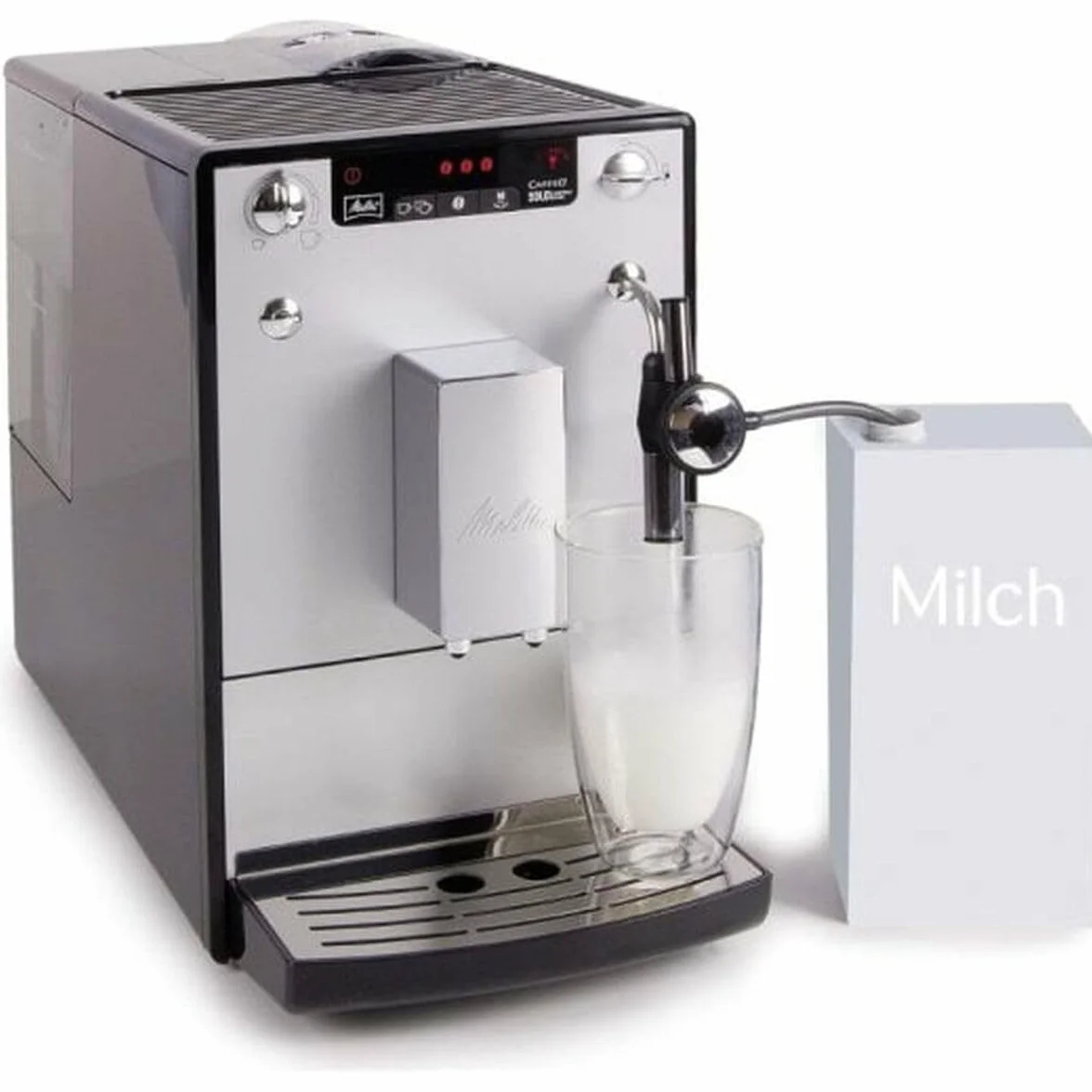 Melitta SOLO & Perfect Milk E957-103, w pełni automatyczny ekspres do kawy Bean to Cup, automatyczny ekspres do cappuccino, srebrny