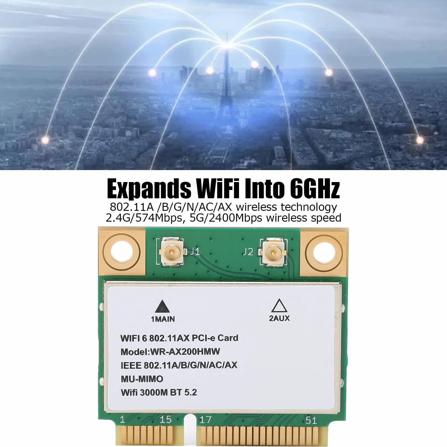 AX200HMW 2.4G/5G WiFi6 Bluetooth 5.2 Mini PCI-E Karta Bezprzewodowa 802.11 A/B/G/N/AC/AX do Laptopa