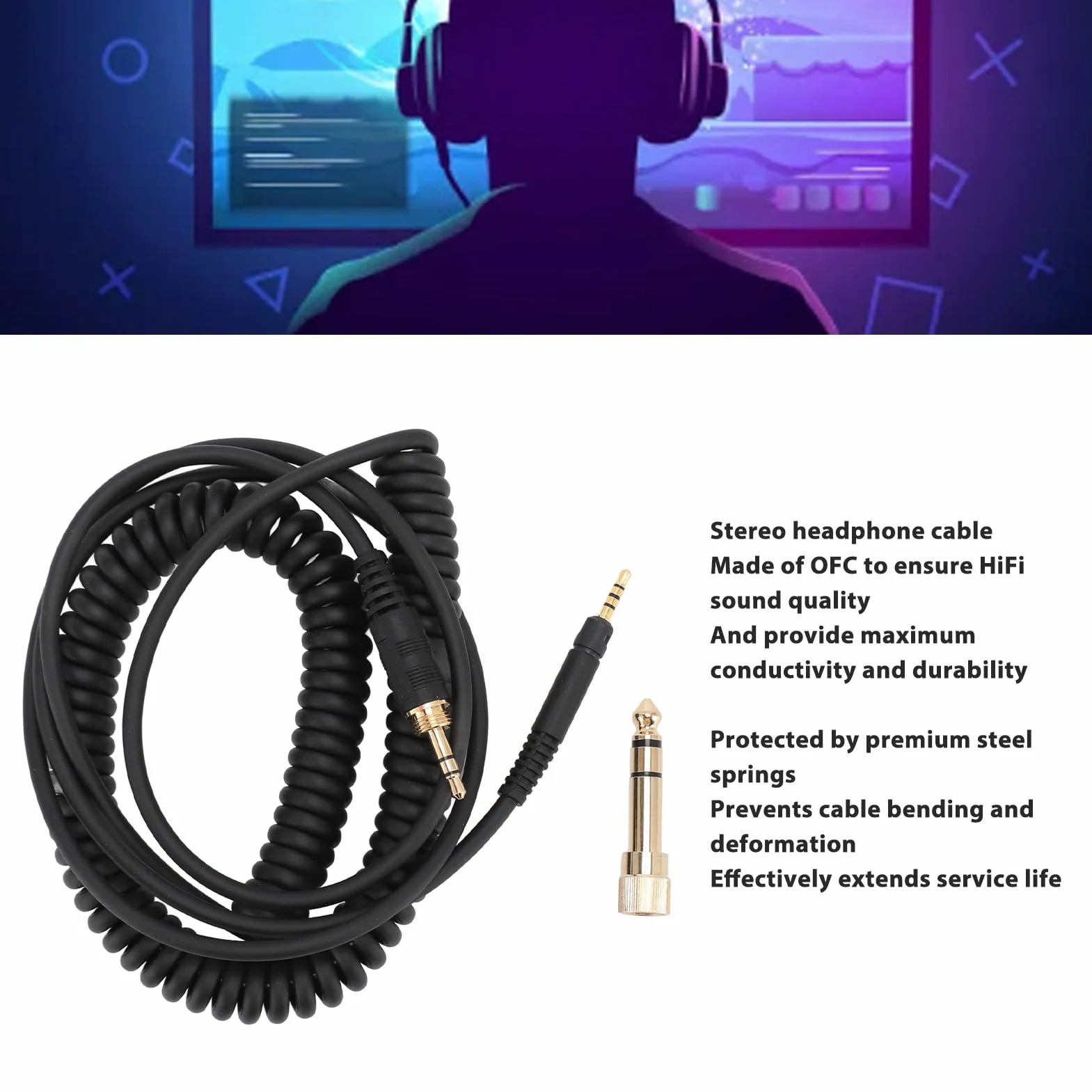 Zwinięty Kabel Audio do Słuchawek HD598 HD598Cs, 2,5 Mm do 3,5 Mm 6,35 Mm z wtyczką męską Kabel Aux do Słuchawek HD599 HD569 HD579 HD558 HD518, od 4 Stóp do