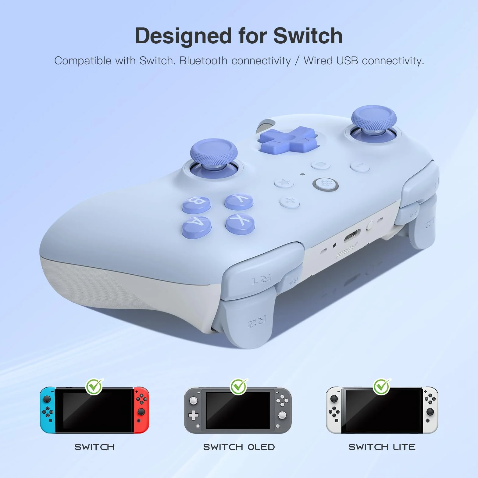 8Bitdo Ultimate 2C Kontroler Bluetooth do Switcha OLED Lite Joysticki Efektem Halla Niebieski