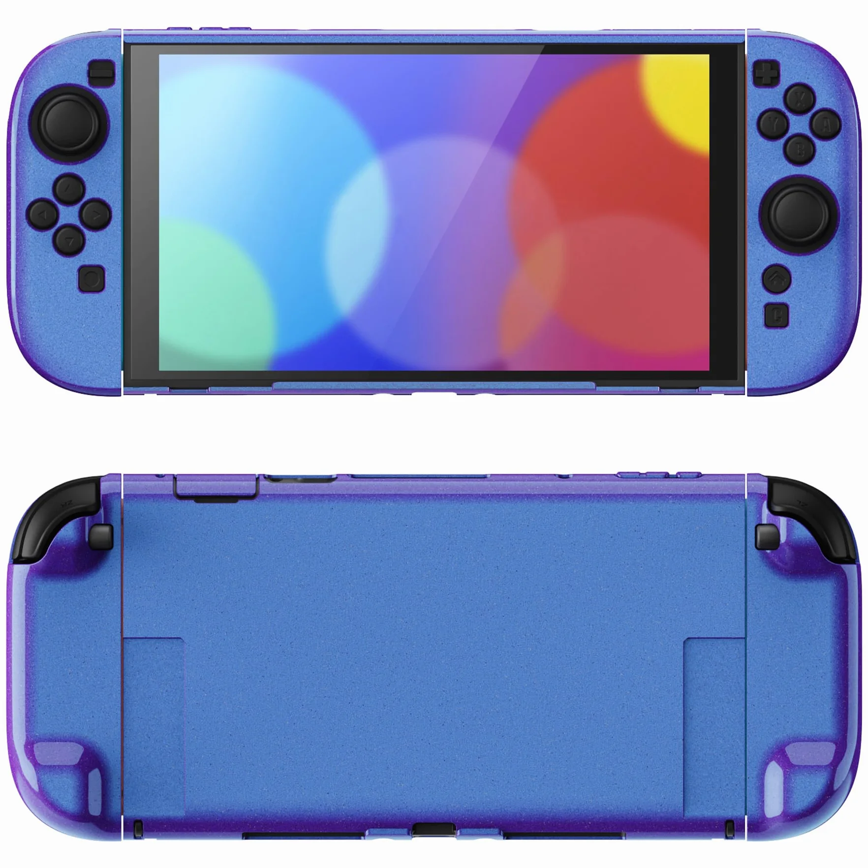 PlayVital Etui do Switch 2 Akcesoriami,Twarda Osłona Ochronna do Switch 2 z Uchwytem Grip,Podpórką & Nakładką Joystick,Etui Dokowalne–Kameleon Fioletowy Niebieski