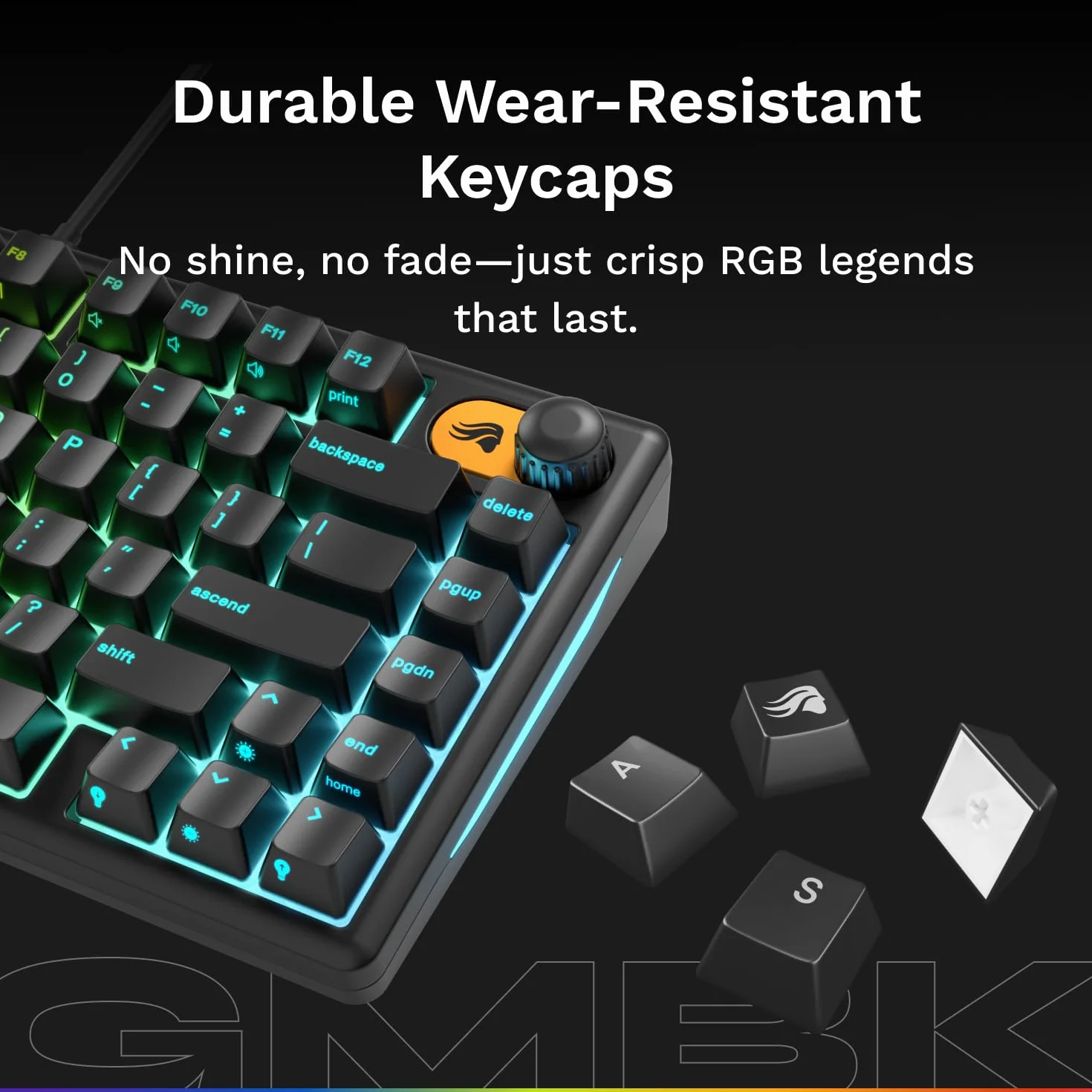Glorious Gaming Klawiatura GMBK 75% - wymienne nakładki MX, odłączany kabel USB, IP57 odporna na wodę i kurz, RGB 10 stref, ciche przełączniki - 321x137x41 mm - Układ angielski QWERTY