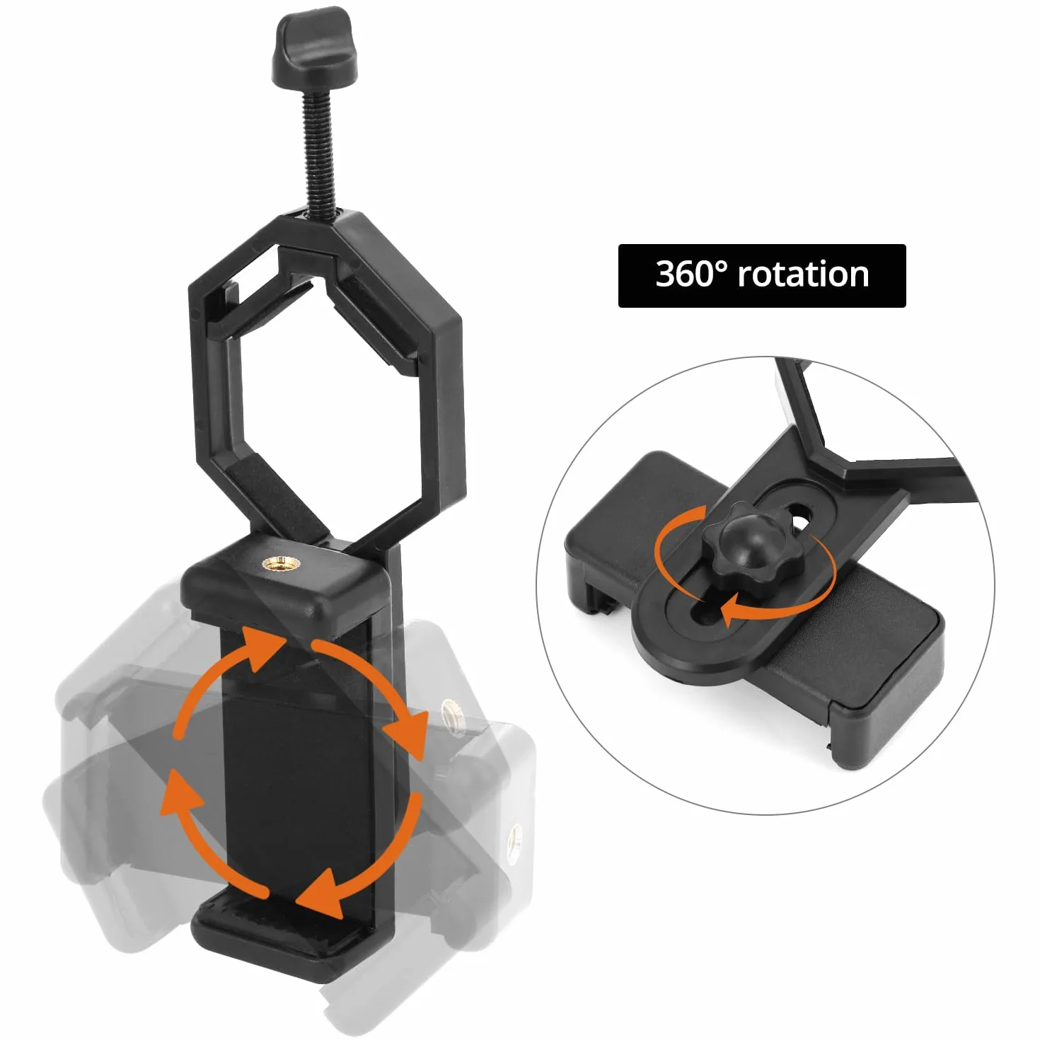 QWORK® Teleskopowy adapter do telefonu - Uniwersalny uchwyt na telefon komórkowy do okularów obserwacyjnych, okularów, lornetki