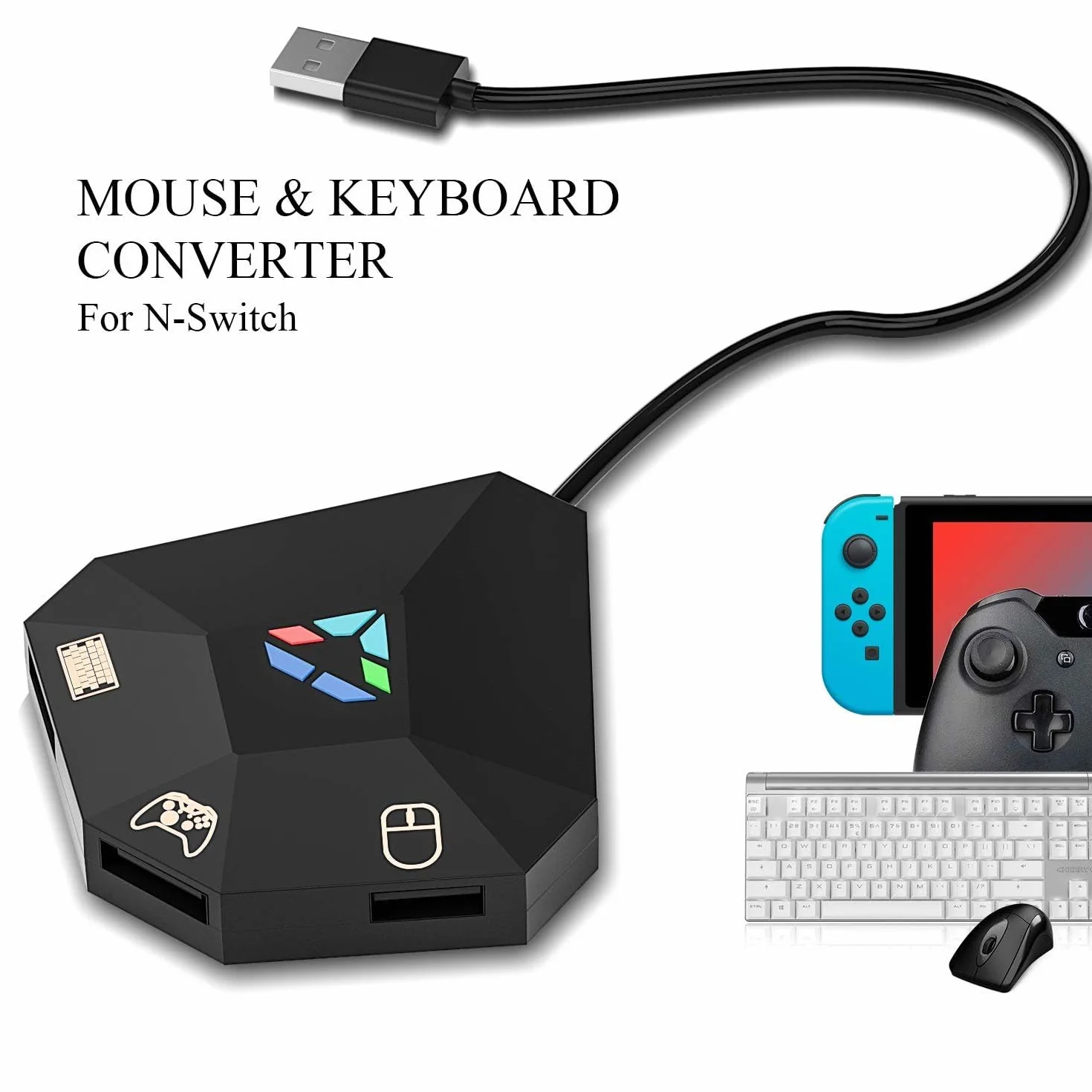 INF Adapter Konwerter myszy i klawiatury dla Nintendo Switch/PS3/PS4/Xbox One/Xbox 360, Konwerter klawiatury i myszy do gier dla konsoli