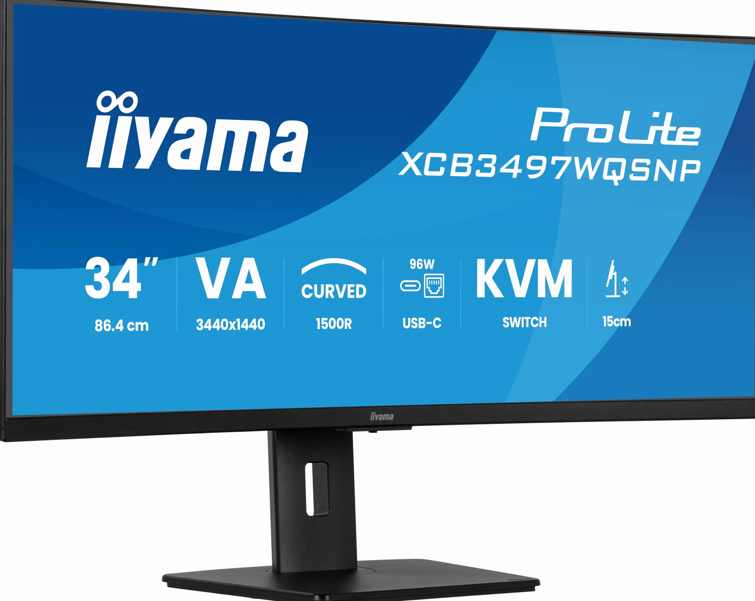 iiyama XCB3497WQSNP-B1 34", VA, 3440 x 1440/120 Hz, 2HDMI/1DP/1USBC, HAS, RJ45, PD95W, KVM