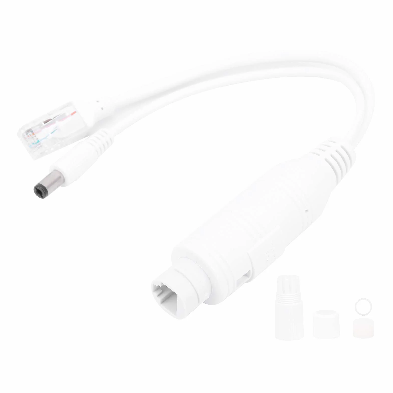 Rozdzielacz POE wodoodporny rozdzielacz POE 48 V na 12 V Adapter POE do kamery IP do użytku zewnętrznego wewnątrz z zestawem pokrowców przeciwdeszczowych