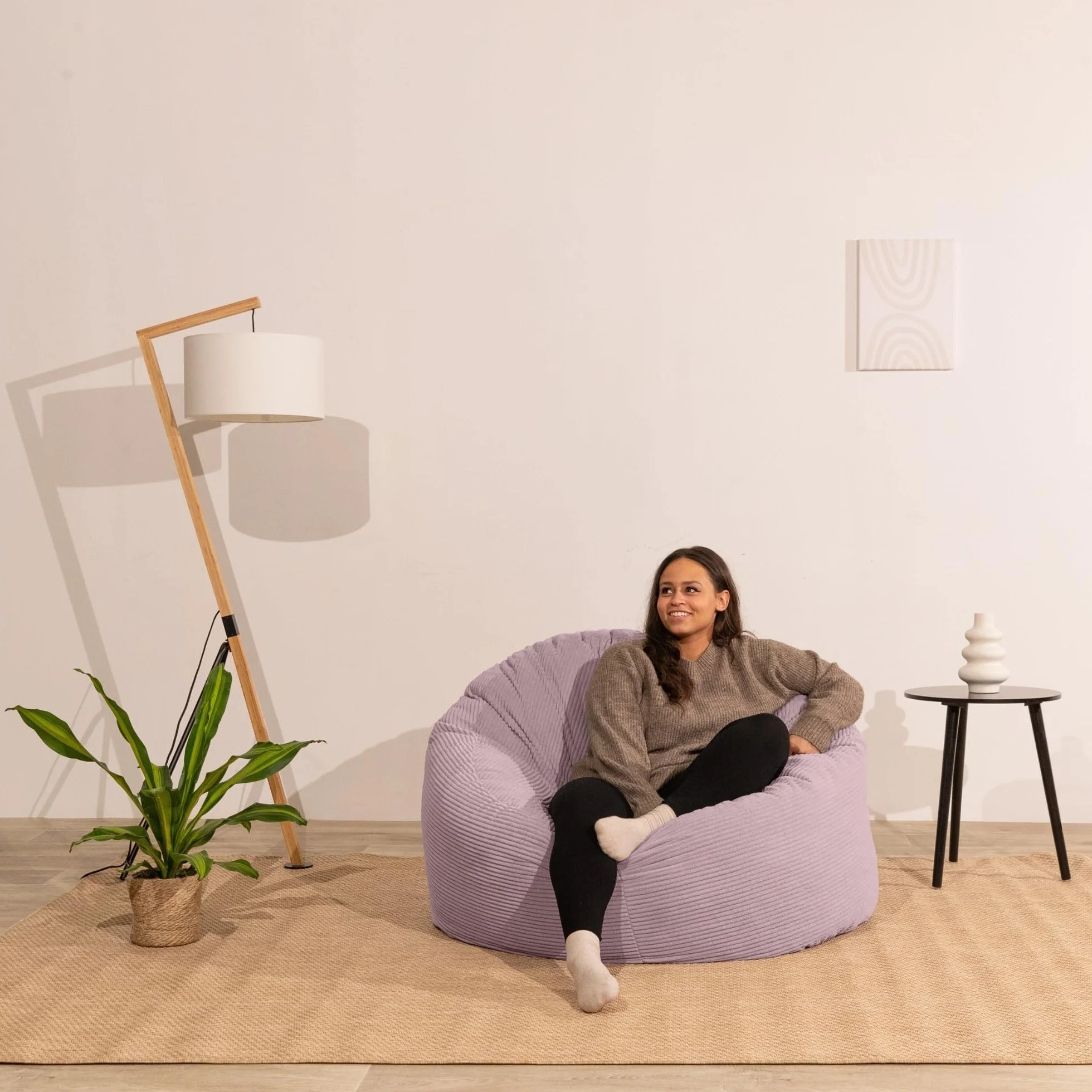 bananair - Worek do siedzenia ze sztruksu szeroko prążkowanego dla dorosłych i dzieci – miękki, wygodny i elegancki – optymalne podparcie – fotel worek XXL z wypełnieniem, Bean Bag (100 cm