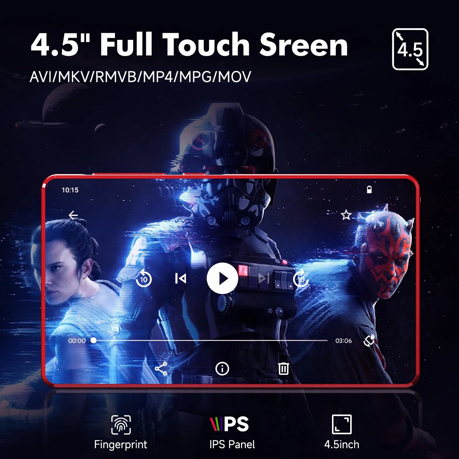163GB Odtwarzacz MP3 Spotify z Bluetooth, 4.5-calowy ekran dotykowy MP4 z WiFi, 2000mAh przenośny głośnik stereo HiFi, Amazon Music, odtwarzacz muzyki Android do strumieniowego przesyłania dla dzieci