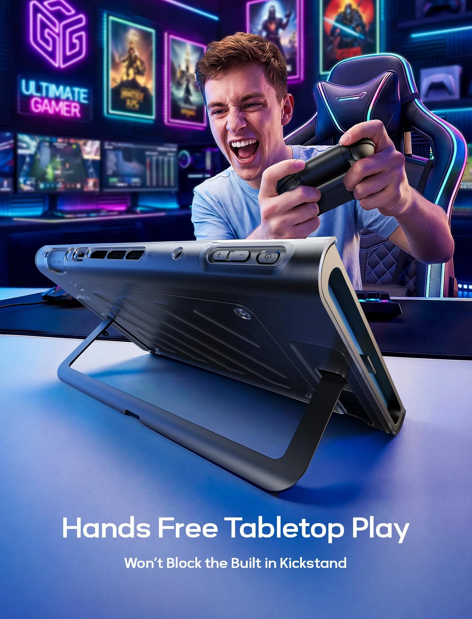 JSAUX Etui ochronne dzielone kompatybilne z Switch 2, rama z TPU i pokrywa przednia, uchwyt antypoślizgowy, na 10 kart, obsługuje podstawkę, odporny na wstrząsy i zarysowania, PC0114