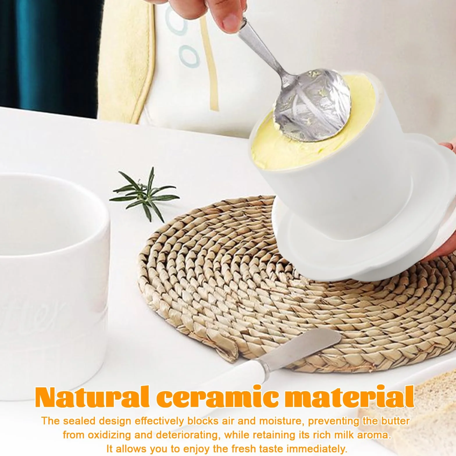 Masło ceramiczne, masło z linią wodną, pojemnik na masło porcelanowy z pokrywką, do świeżego masła i smarowania