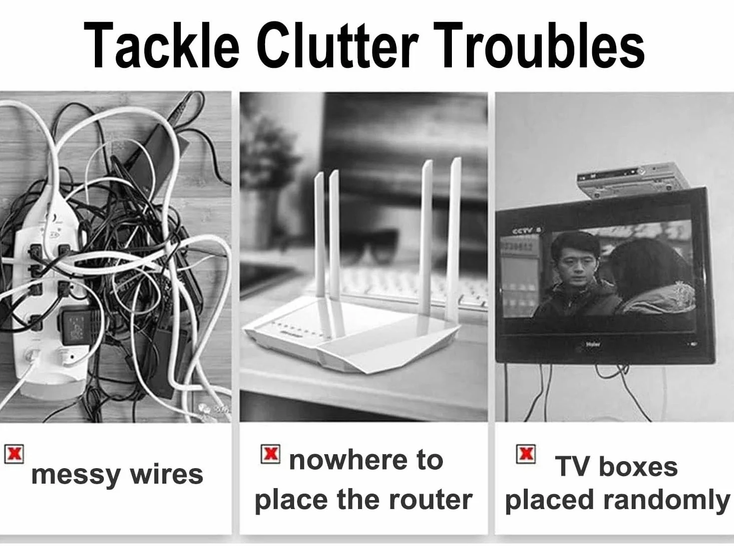 Półka na routera ścienna skrzynka do przechowywania WiFi organizer na kable biała