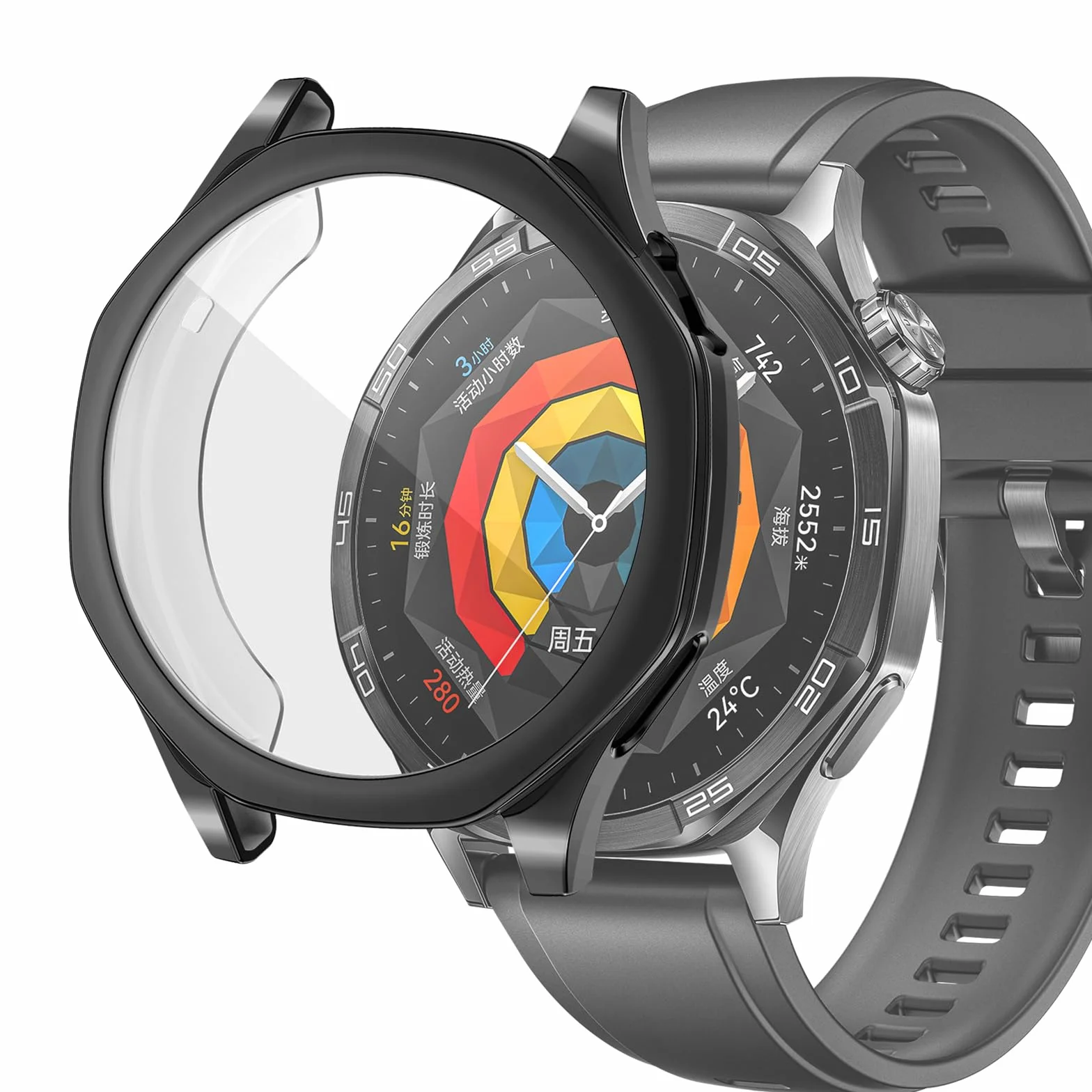 sciuU Etui ochronne kompatybilne z Huawei Watch GT 5 46 mm, elastyczne etui z TPU z wbudowaną osłoną ekranu, miękka ramka i odporna na wstrząsy osłona pasuje do smartwatcha GT5, czarne